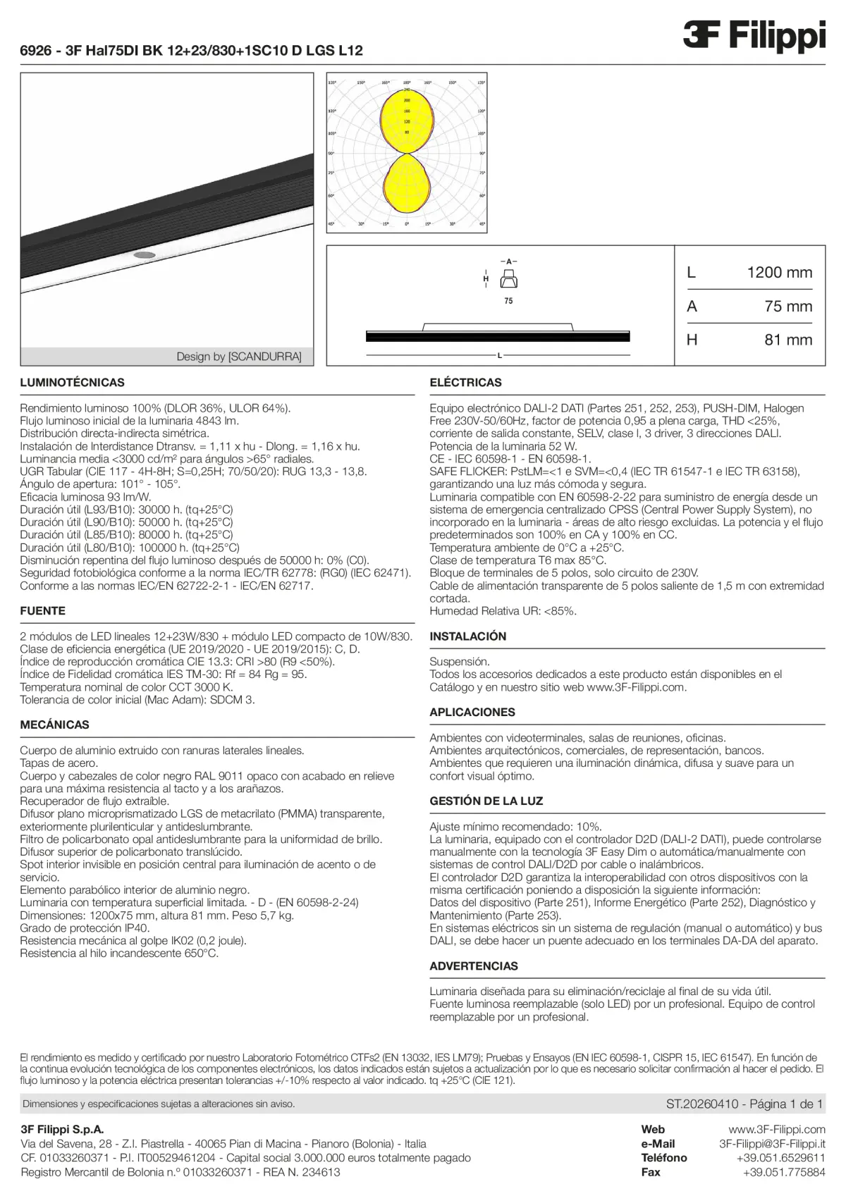 6926 - 3F Hal75DI BK 12+23-830+1SC10 D LGS L12 - Datasheet - es