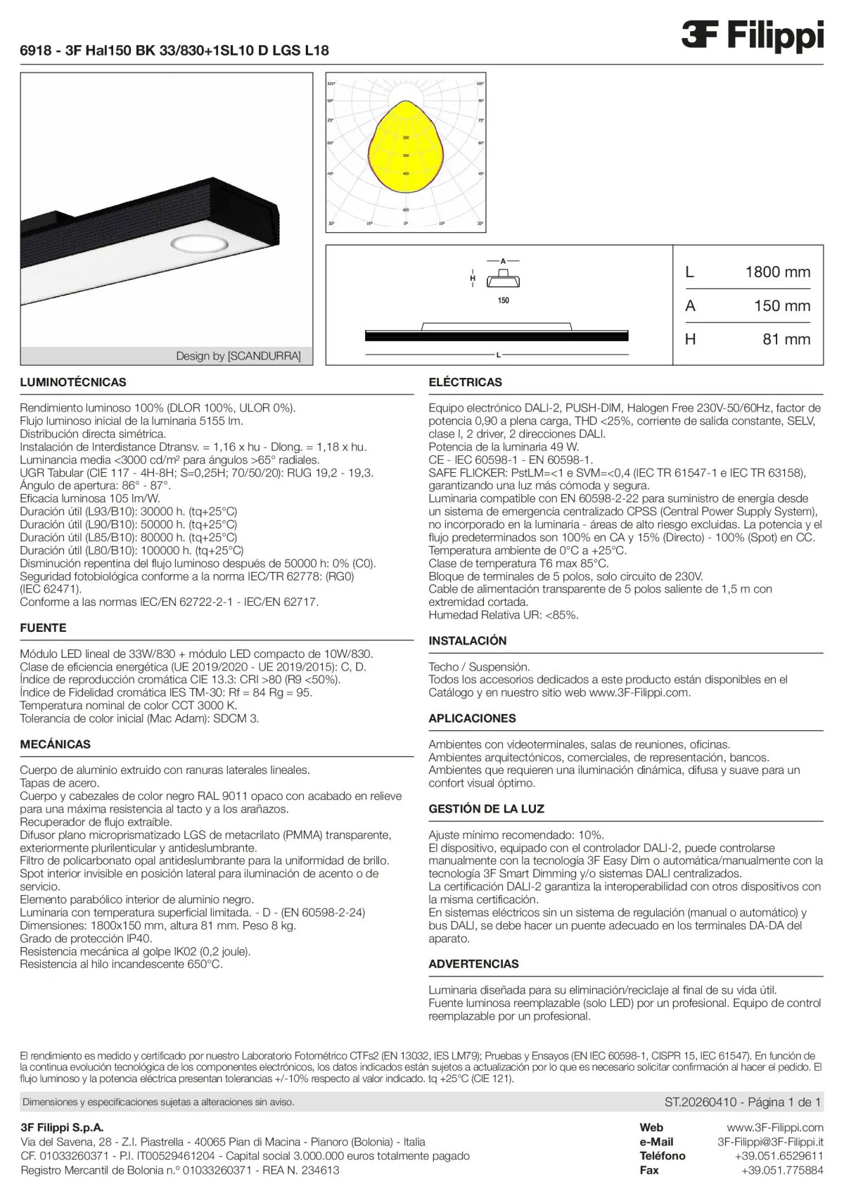 6918 - 3F Hal150 BK 33-830+1SL10 D LGS L18 - Datasheet - es
