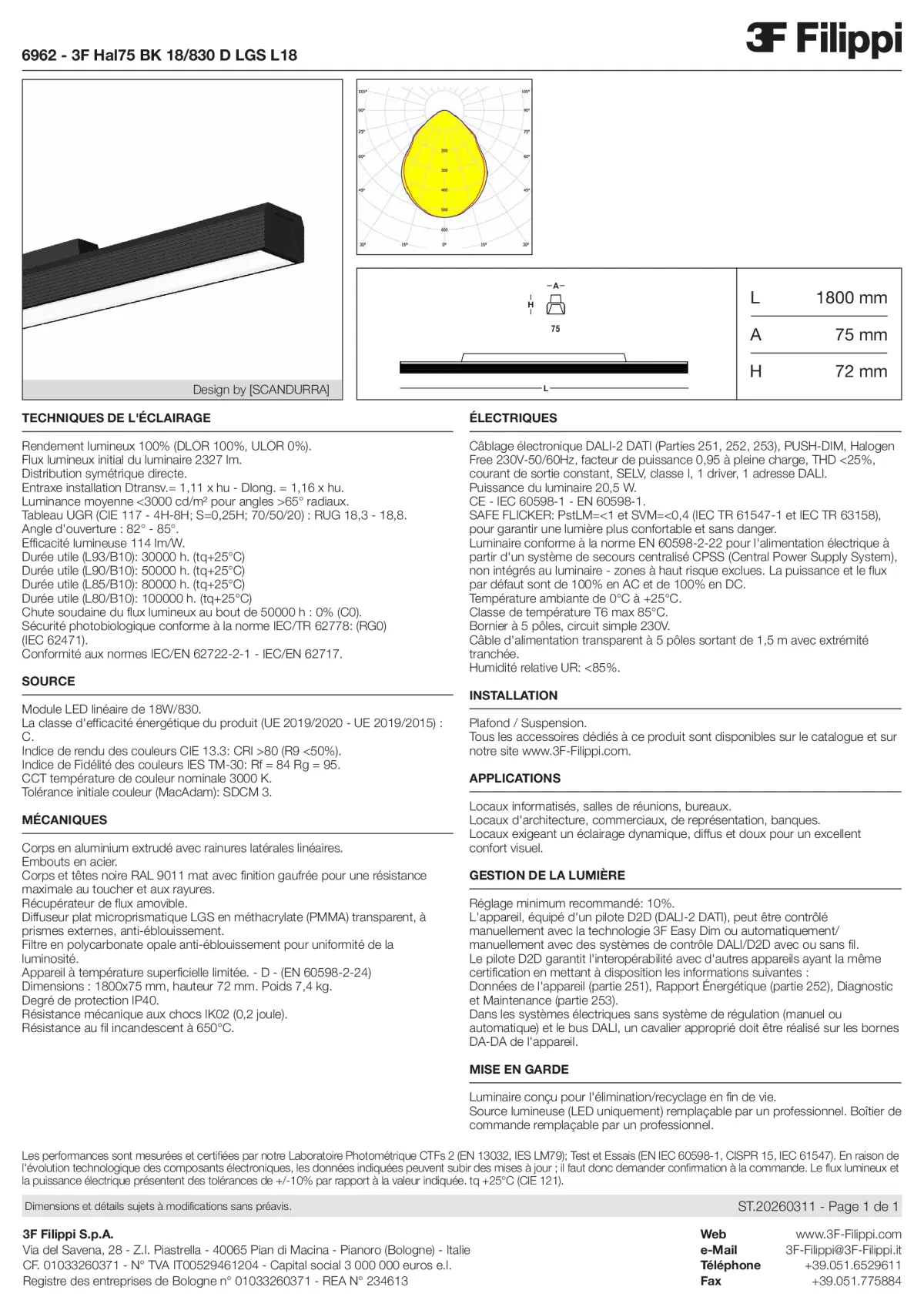 6962 - 3F Hal75 BK 18-830 D LGS L18 - Datasheet - fr