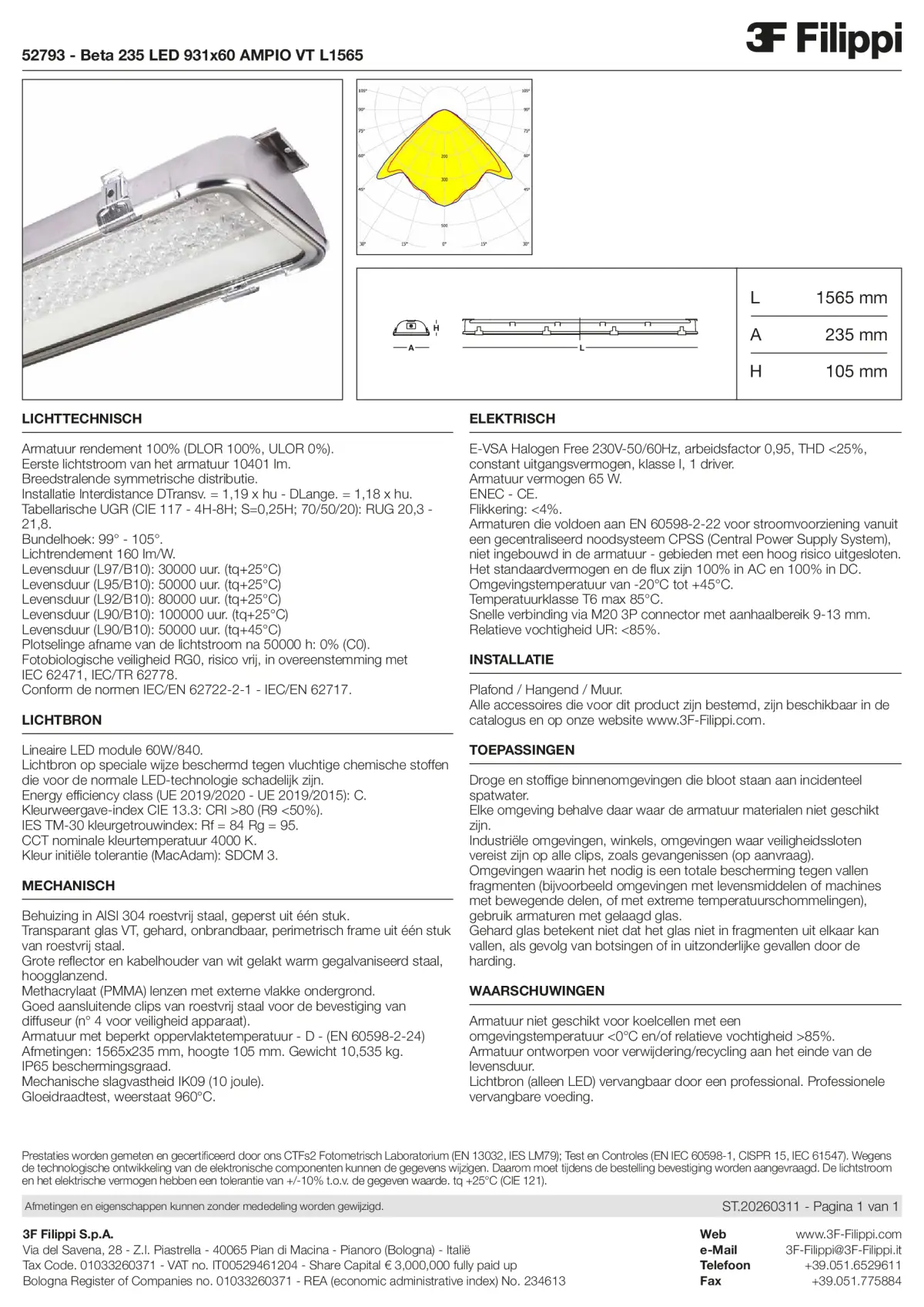 52793 - Beta 235 LED 931x60 AMPIO VT L1565 - Datasheet - nl