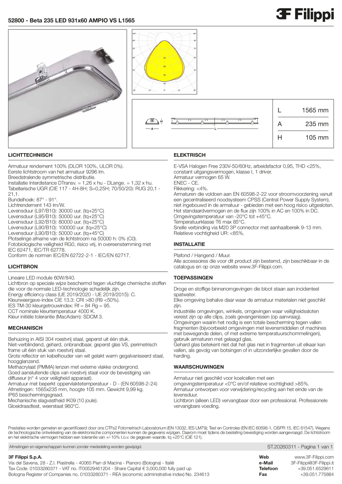 52800 - Beta 235 LED 931x60 AMPIO VS L1565 - Datasheet - nl