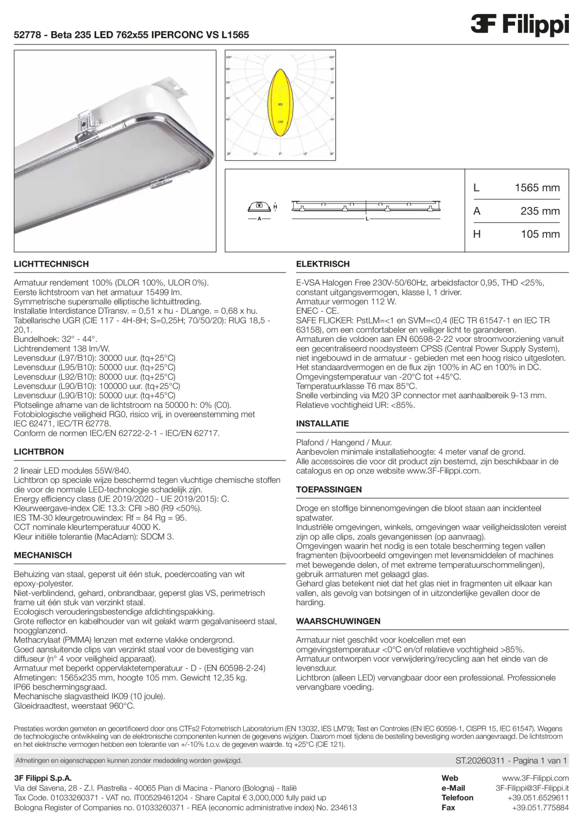 52778 - Beta 235 LED 762x55 IPERCONC VS L1565 - Datasheet - nl