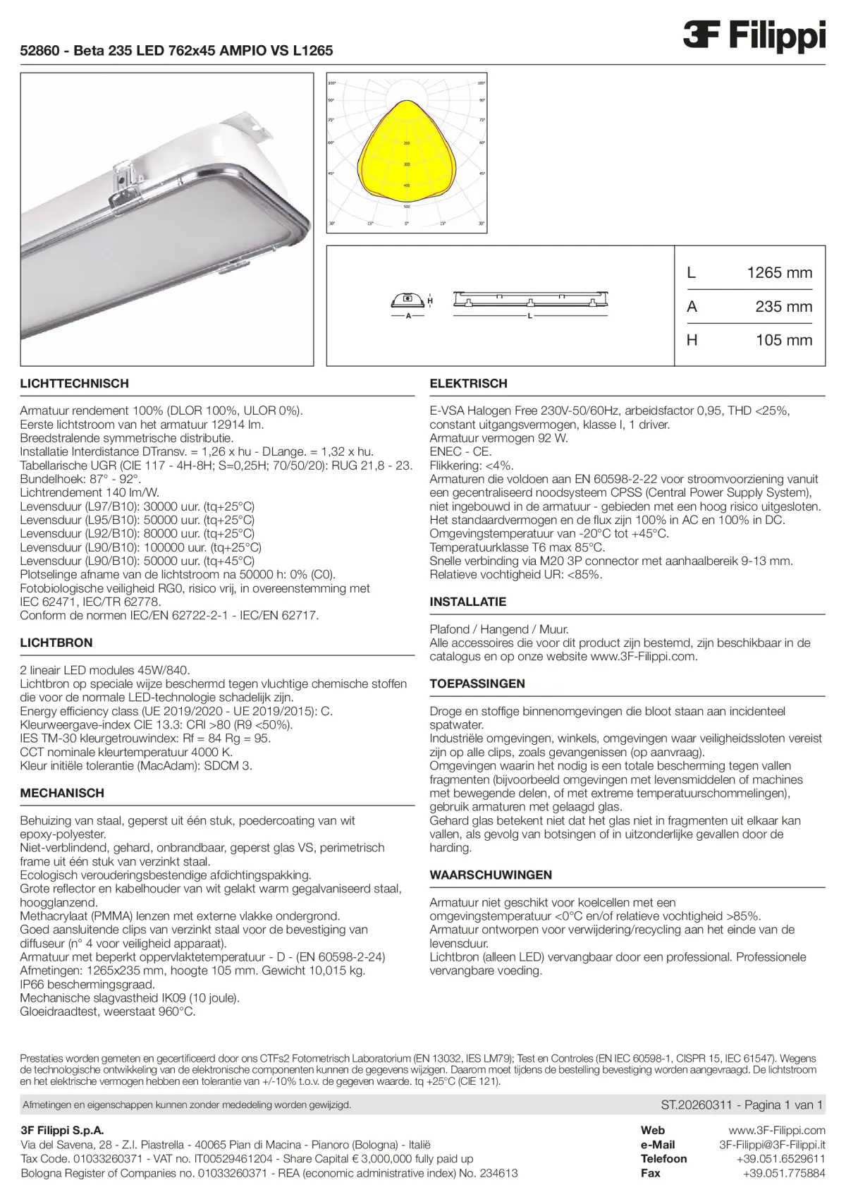 52860 - Beta 235 LED 762x45 AMPIO VS L1265 - Datasheet - nl