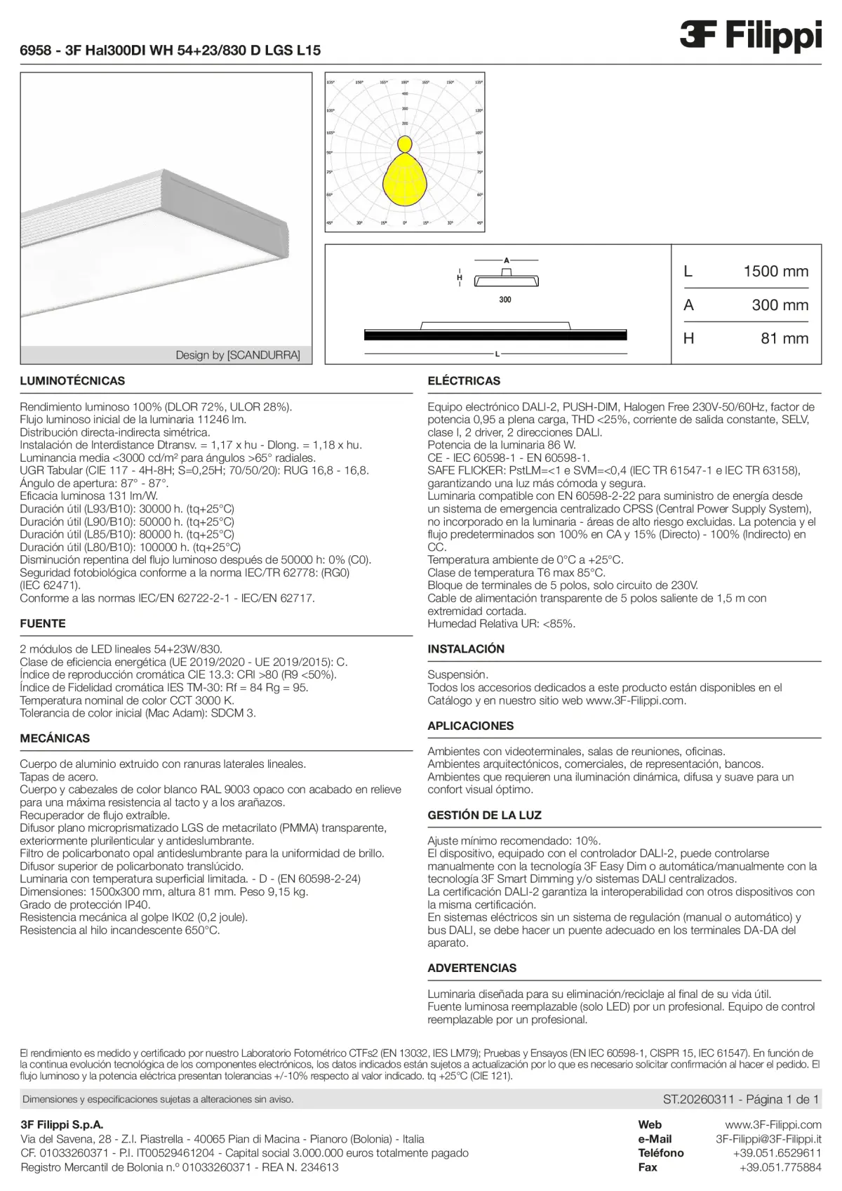 6958 - 3F Hal300DI WH 54+23-830 D LGS L15 - Datasheet - es