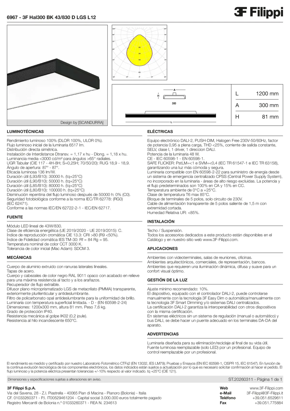 6967 - 3F Hal300 BK 43-830 D LGS L12 - Datasheet - es