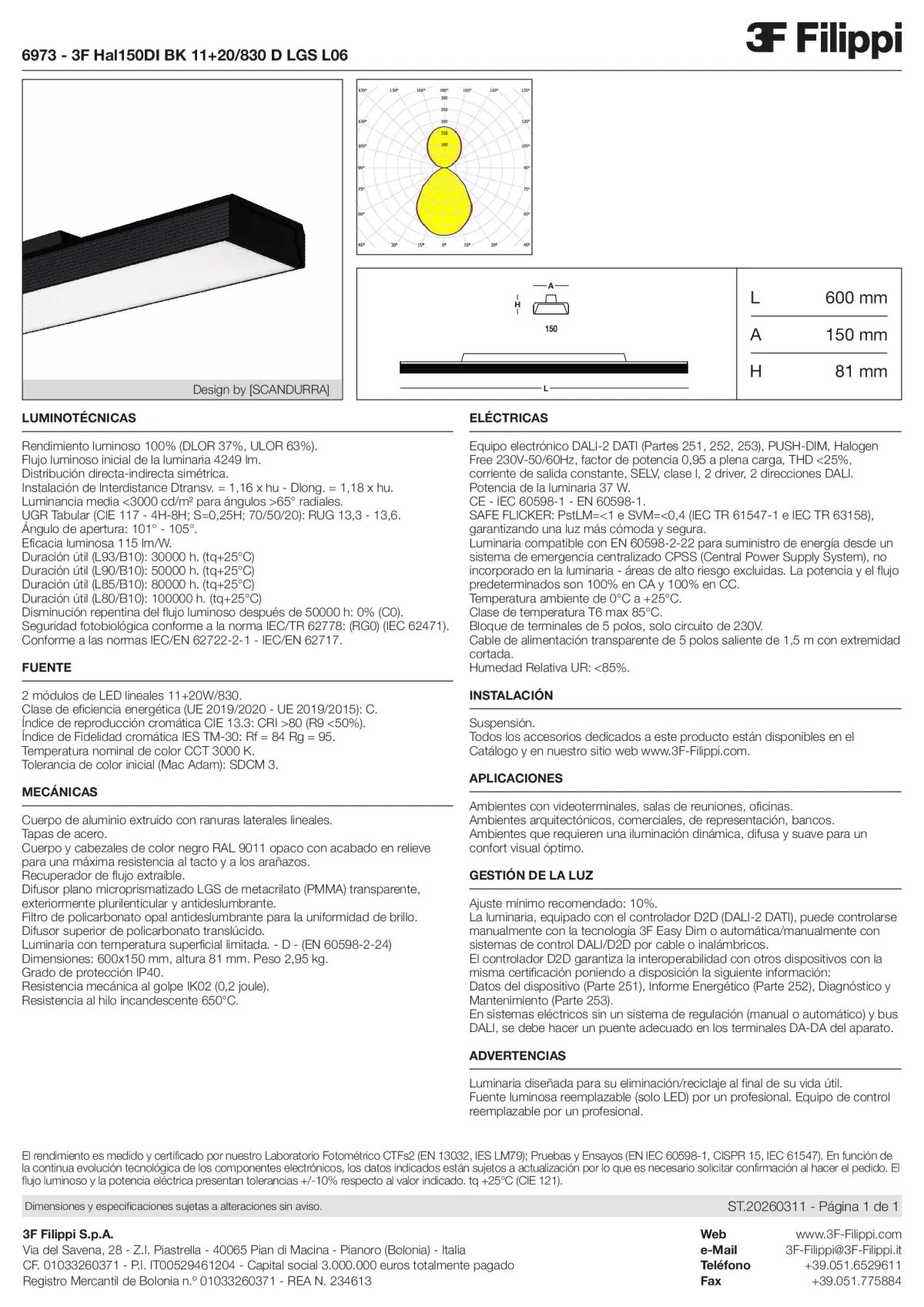 6973 - 3F Hal150DI BK 11+20-830 D LGS L06 - Datasheet - es