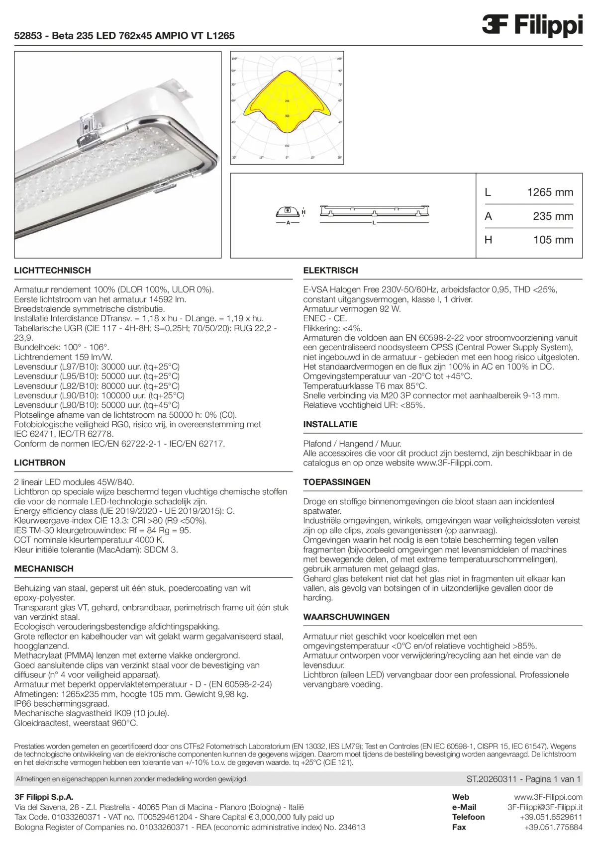 52853 - Beta 235 LED 762x45 AMPIO VT L1265 - Datasheet - nl