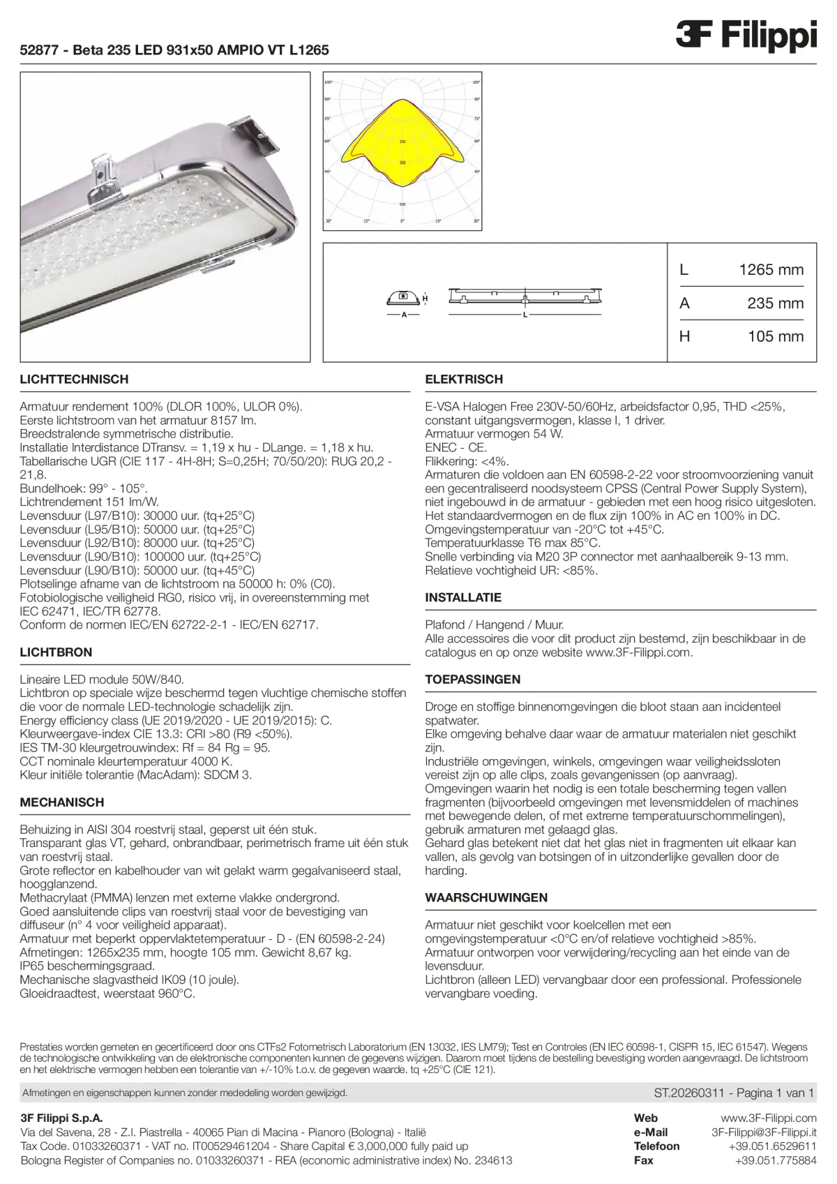 52877 - Beta 235 LED 931x50 AMPIO VT L1265 - Datasheet - nl