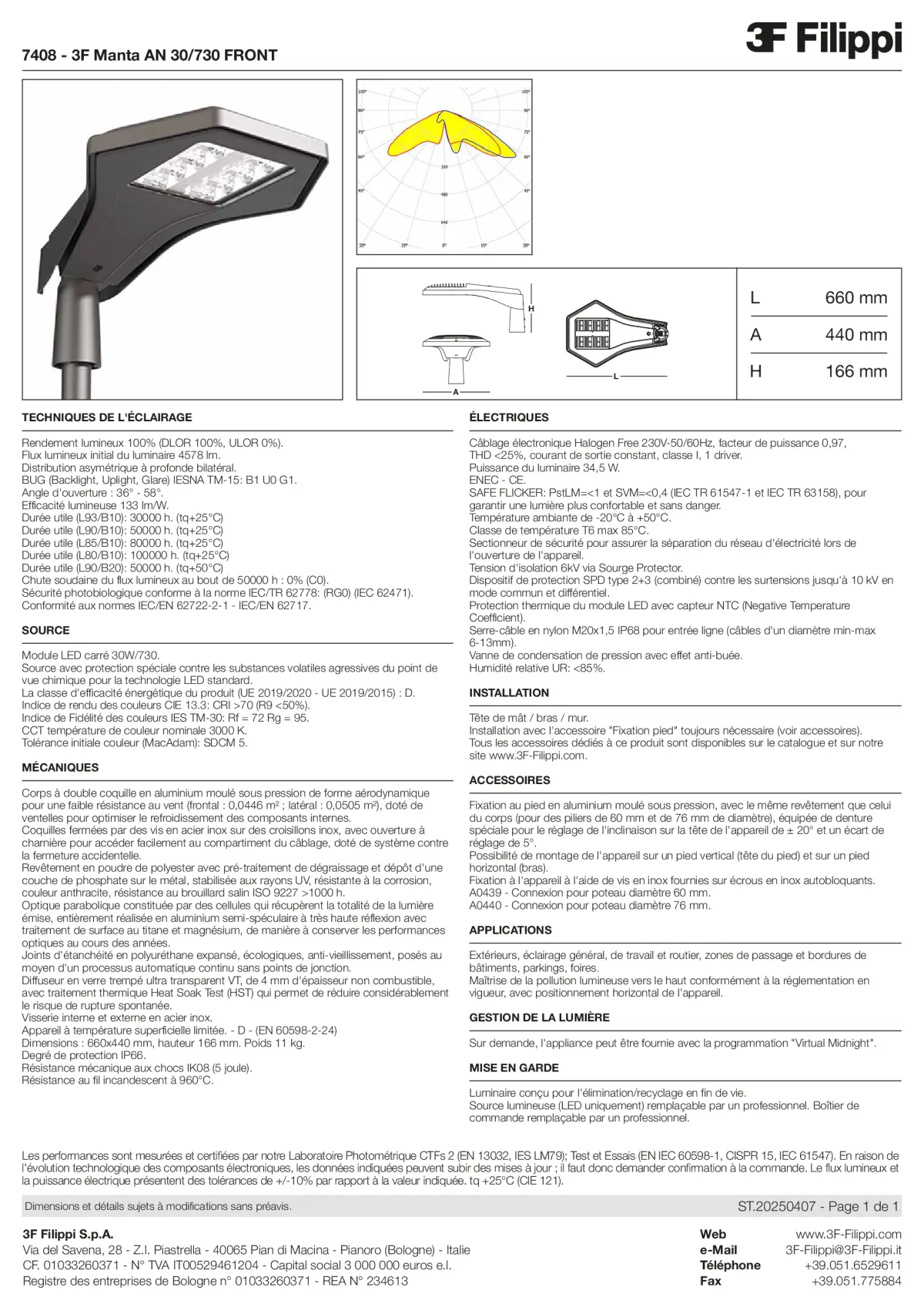 7408 - 3F Manta AN 30-730 FRONT - Datasheet - fr