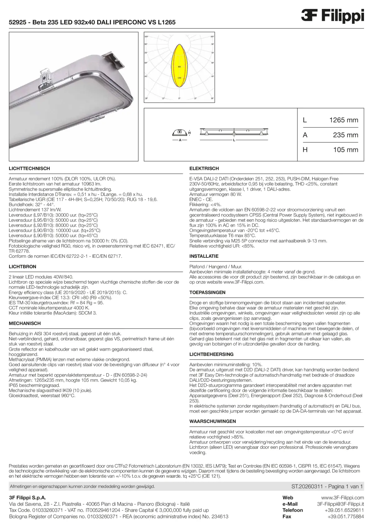 52925 - Beta 235 LED 932x40 DALI IPERCONC VS L1265 - Datasheet - nl
