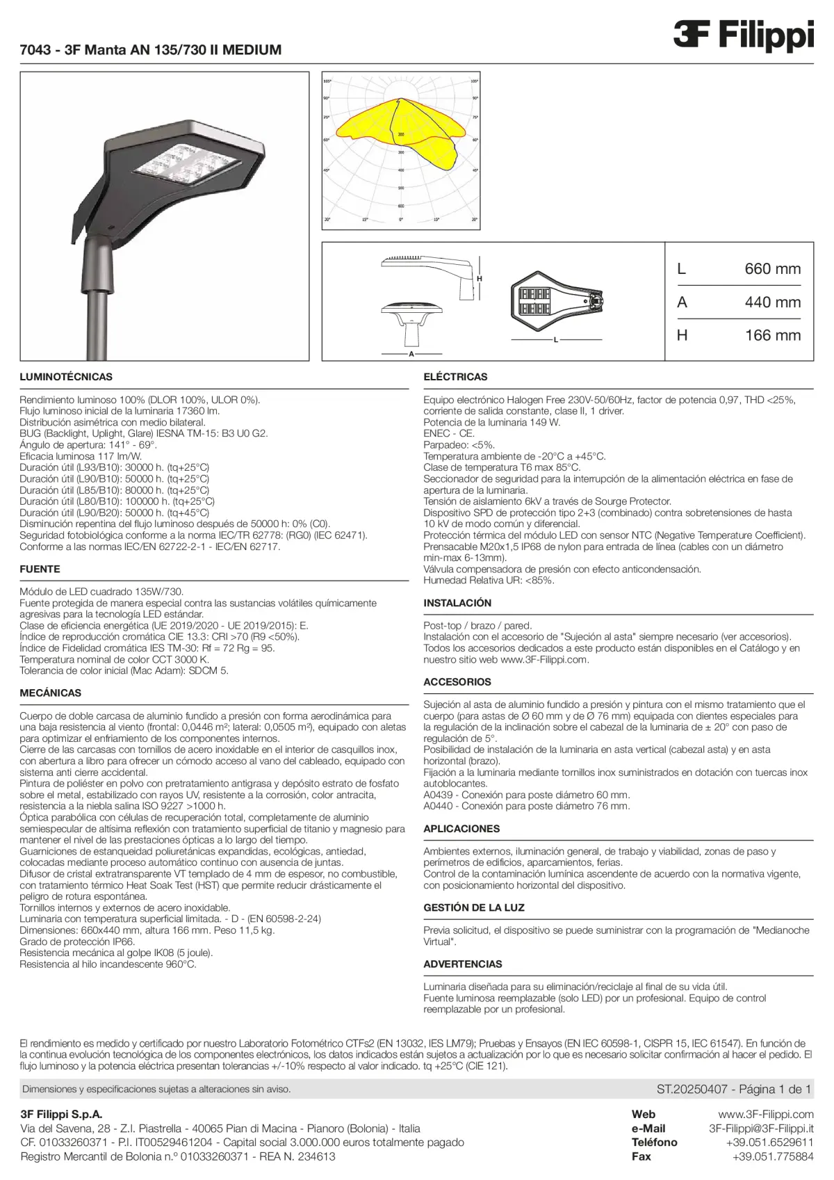 7043 - 3F Manta AN 135-730 II MEDIUM - Datasheet - es