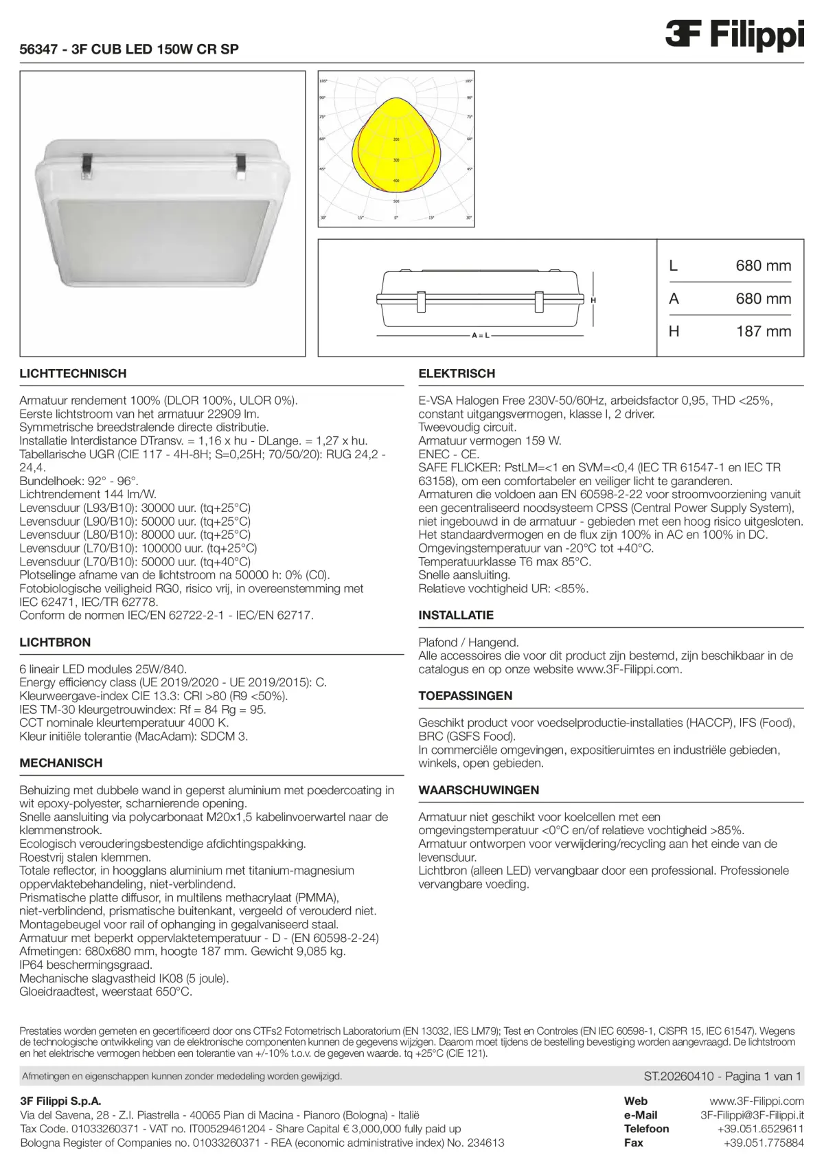 56347 - 3F CUB LED 150W CR SP - Datasheet - nl