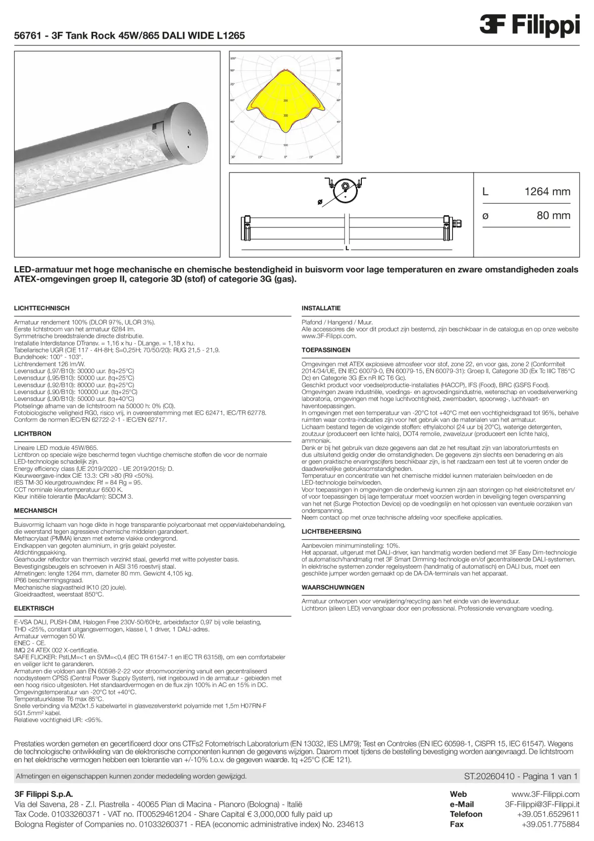 56761 - 3F Tank Rock 45W-865 DALI WIDE L1265 - Datasheet - nl