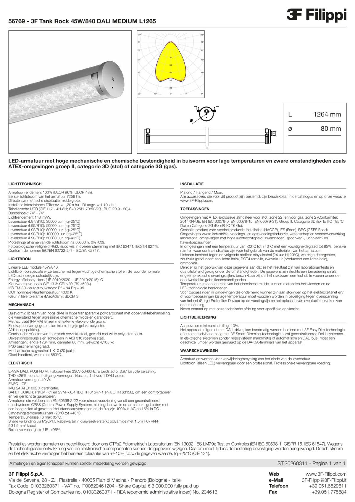 56769 - 3F Tank Rock 45W-840 DALI MEDIUM L1265 - Datasheet - nl