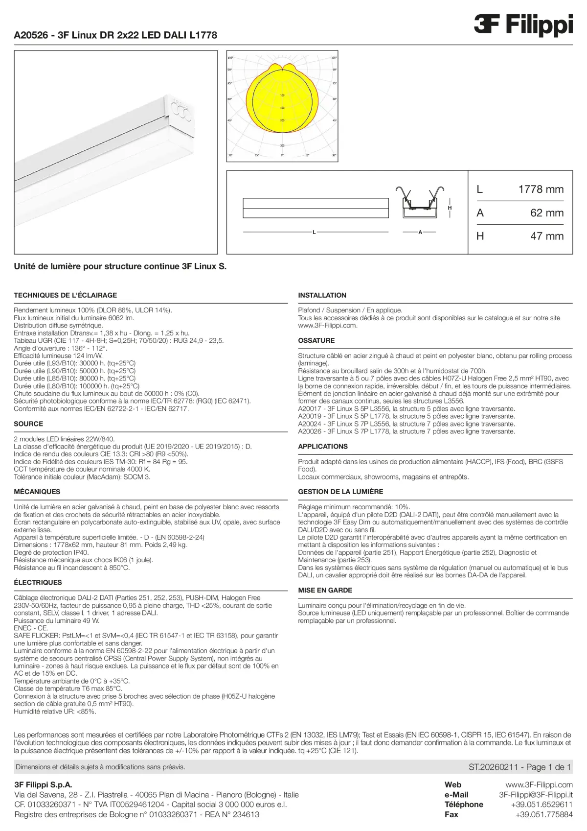 A20526 - 3F Linux DR 2x22 LED DALI L1778 - Datasheet - fr