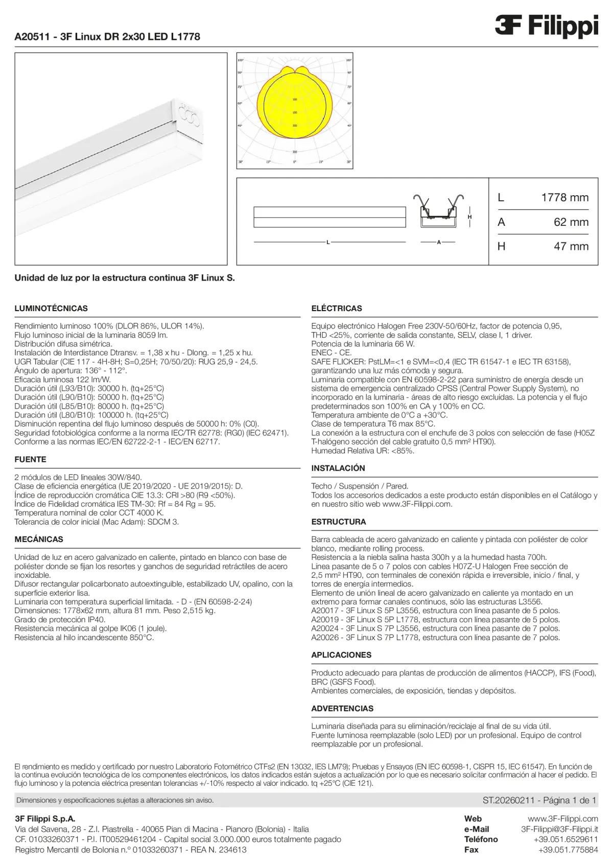 A20511 - 3F Linux DR 2x30 LED L1778 - Datasheet - es