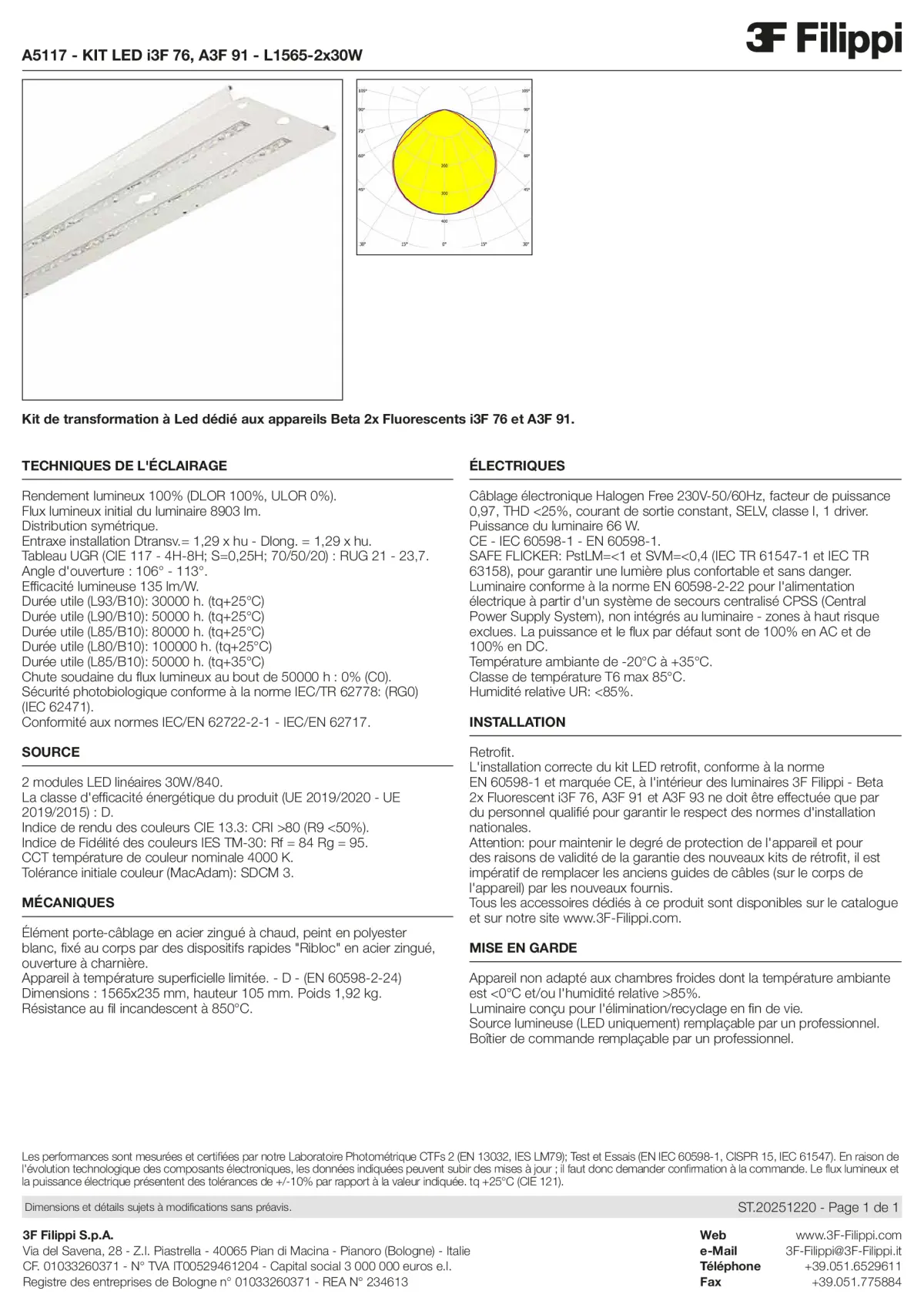 A5117 - KIT LED i3F 76, A3F 91 - L1565-2x30W - Datasheet - fr