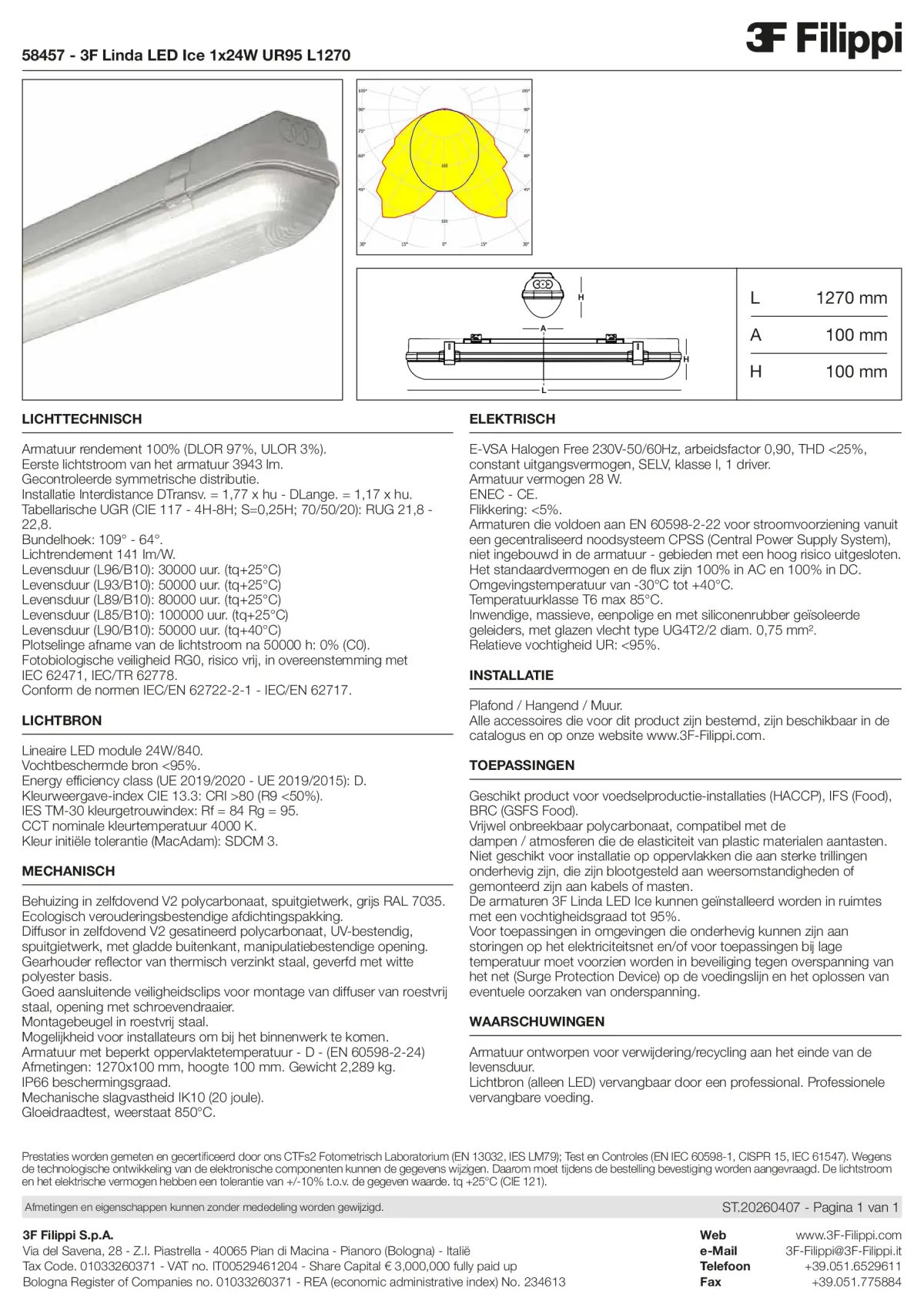 58457 - 3F Linda LED Ice 1x24W UR95 L1270 - Datasheet - nl