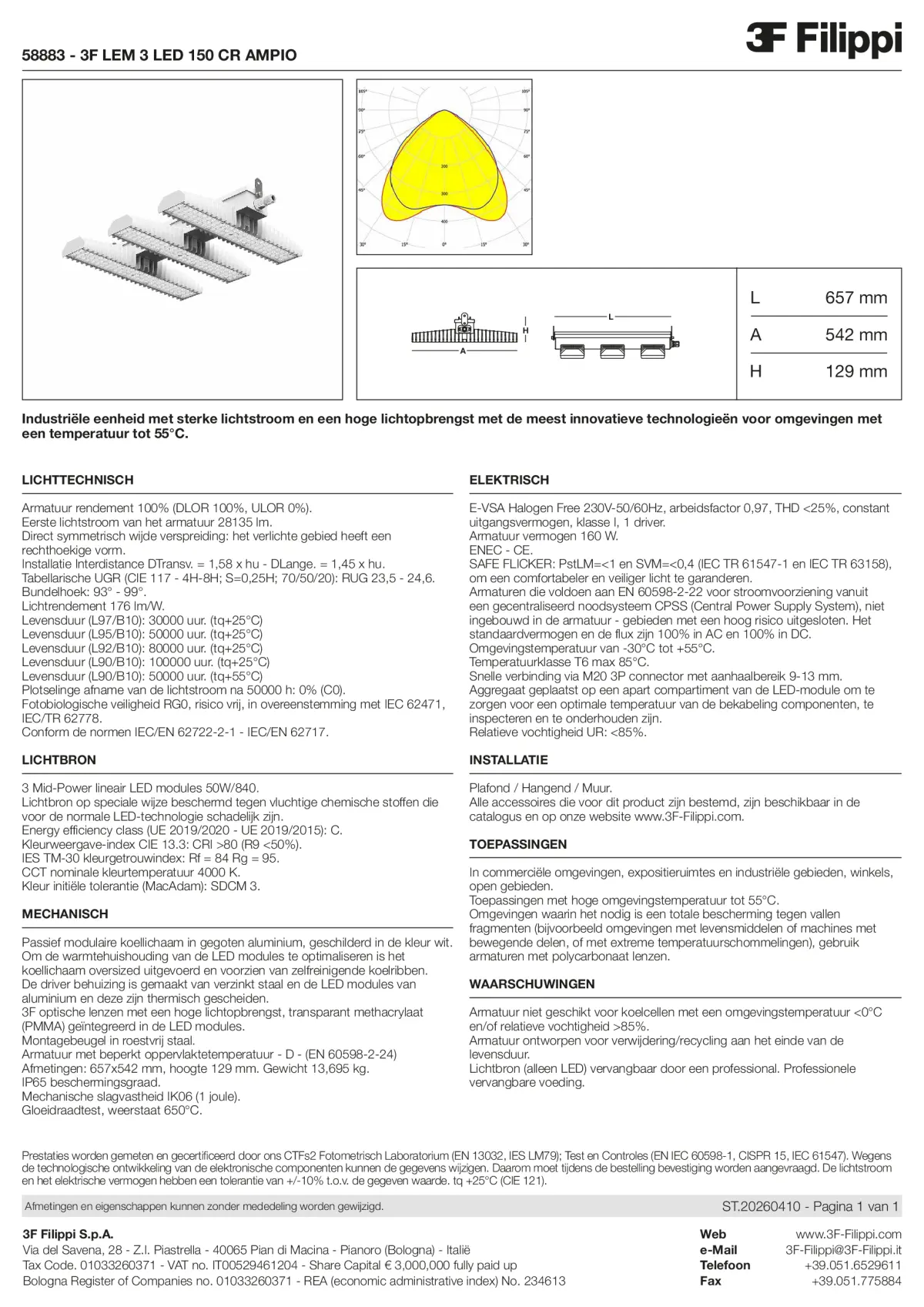 58883 - 3F LEM 3 LED 150 CR AMPIO - Datasheet - nl