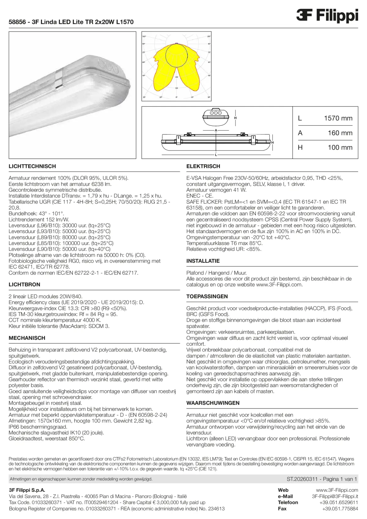 58856 - 3F Linda LED Lite TR 2x20W L1570 - Datasheet - nl