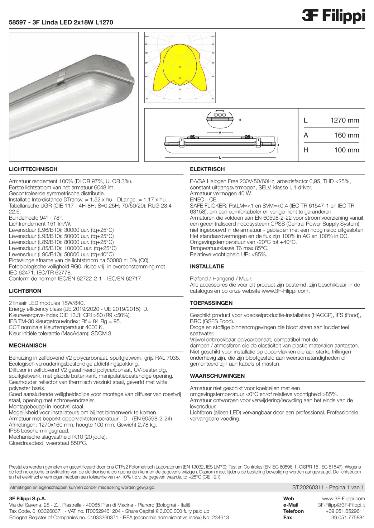 58597 - 3F Linda LED 2x18W L1270 - Datasheet - nl