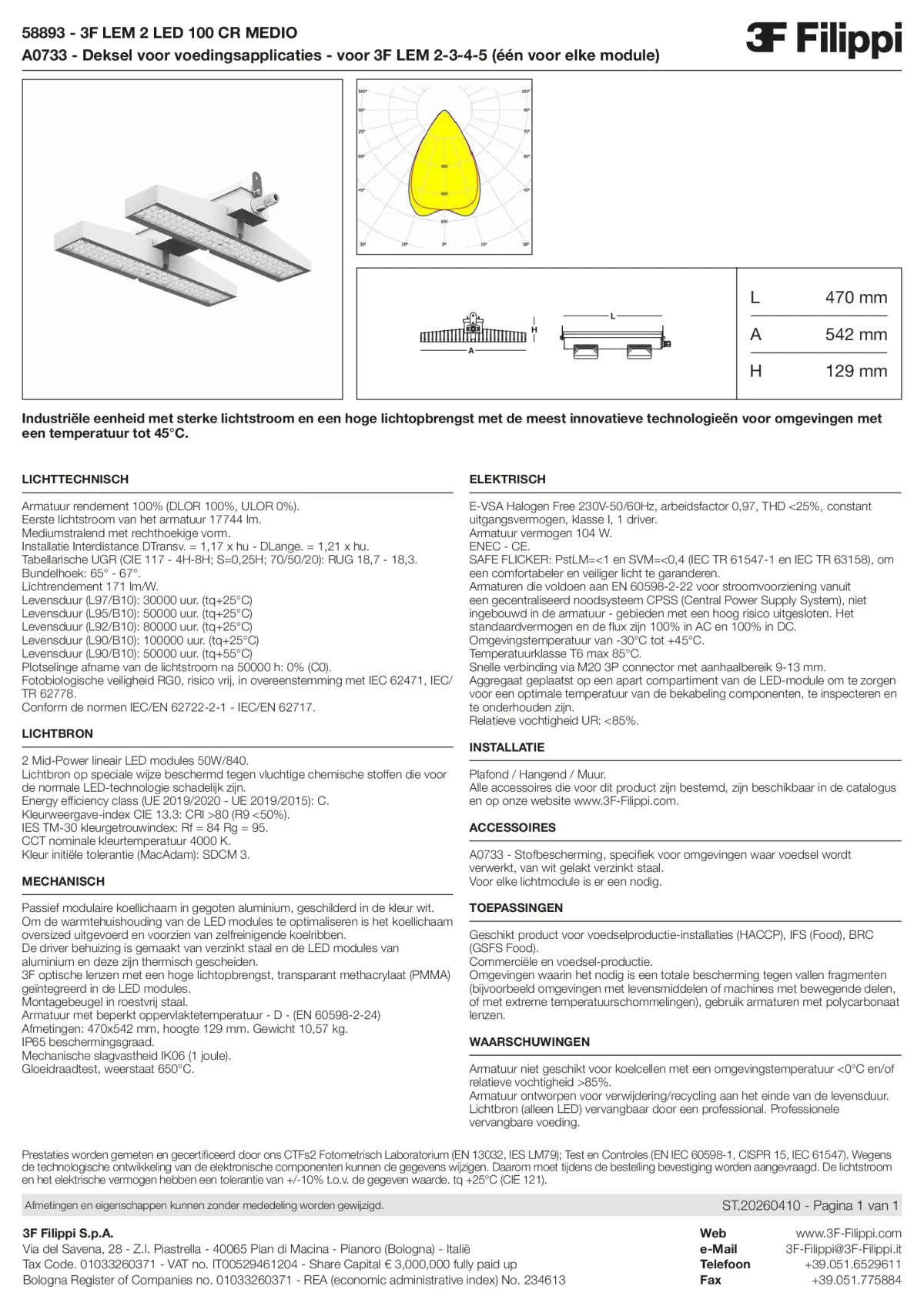 58893+A0733 - 3F LEM 2 LED 100 CR MEDIO + FOOD - Datasheet - nl