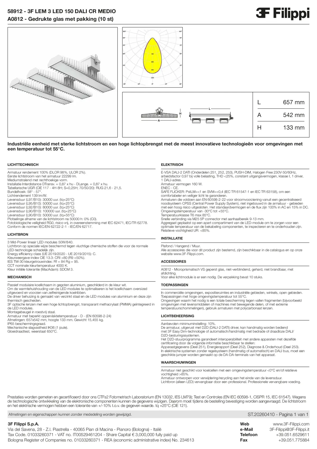 58912+A0812 - 3F LEM 3 LED 150 DALI CR MEDIO + VS - Datasheet - nl