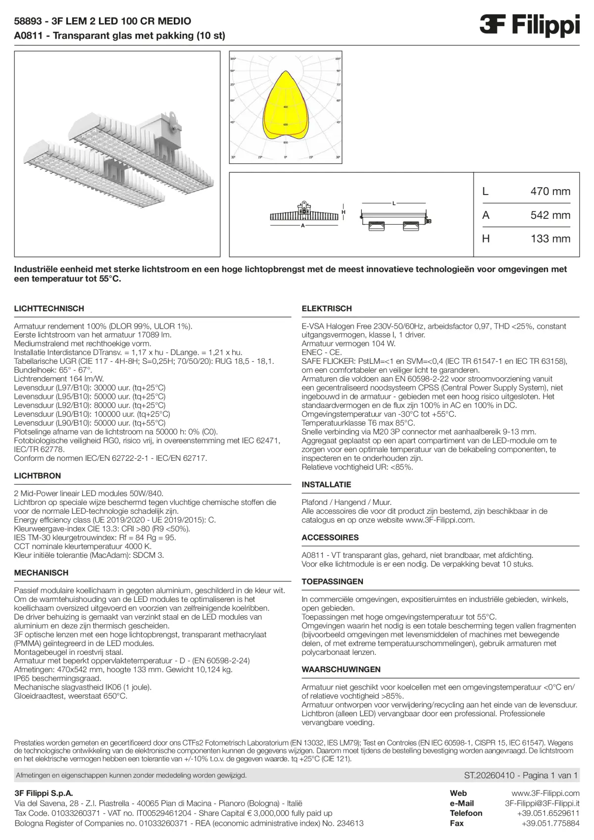 58893+A0811 - 3F LEM 2 LED 100 CR MEDIO + VT - Datasheet - nl