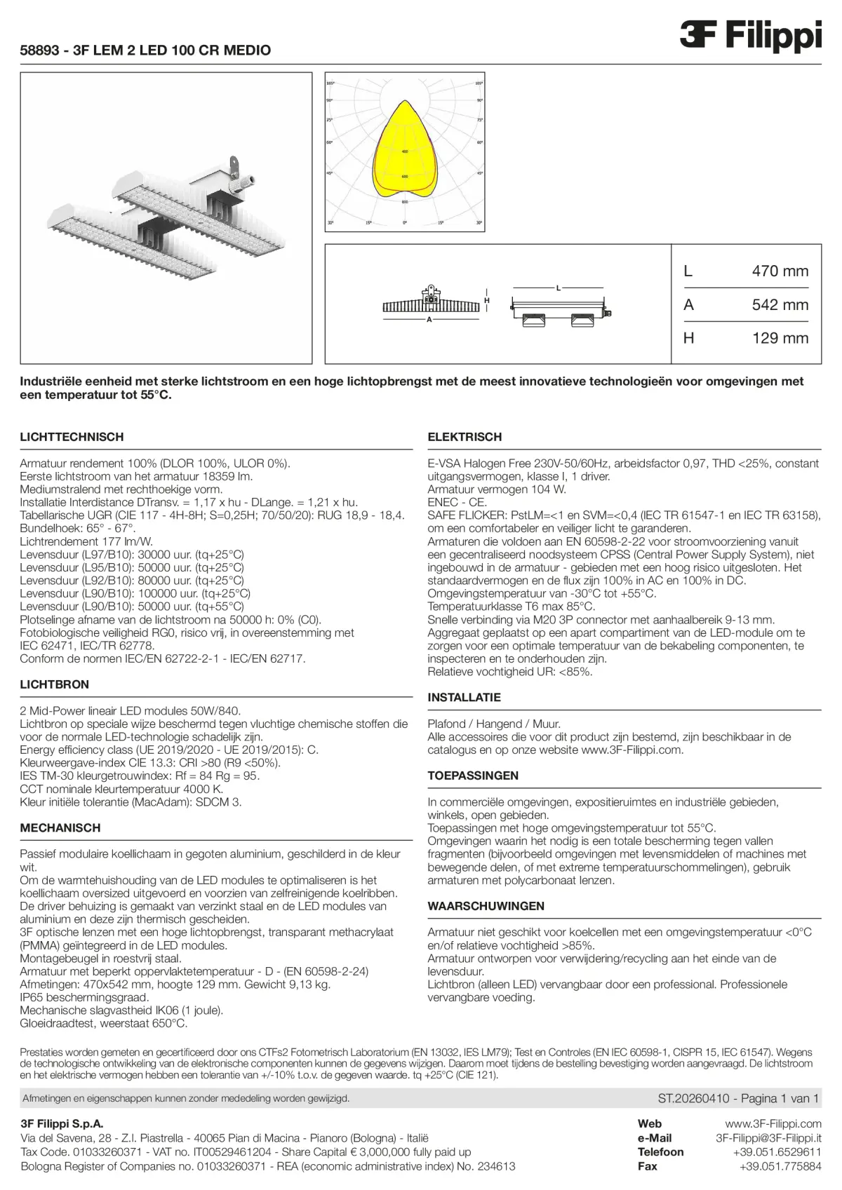 58893 - 3F LEM 2 LED 100 CR MEDIO - Datasheet - nl