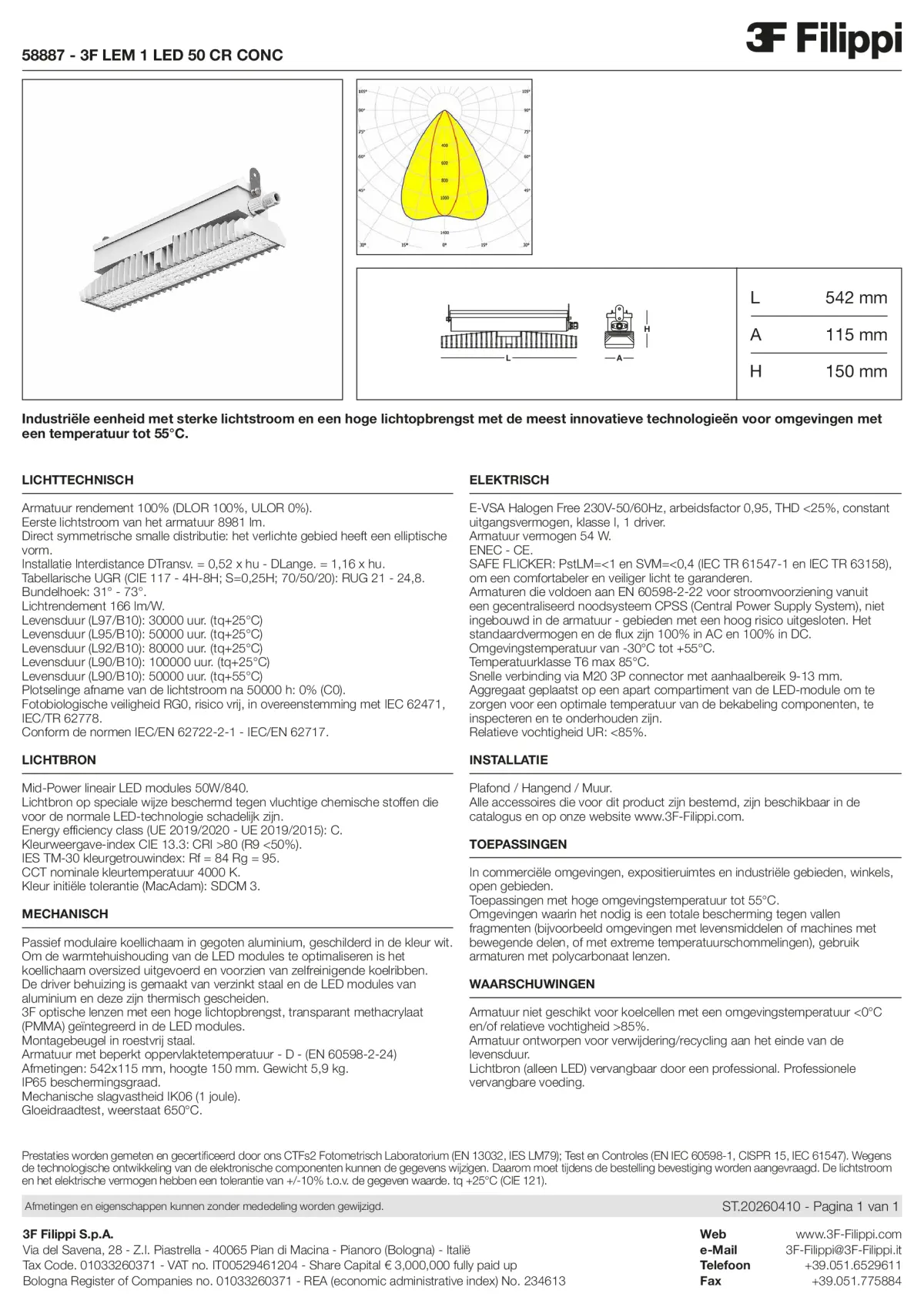 58887 - 3F LEM 1 LED 50 CR CONC - Datasheet - nl