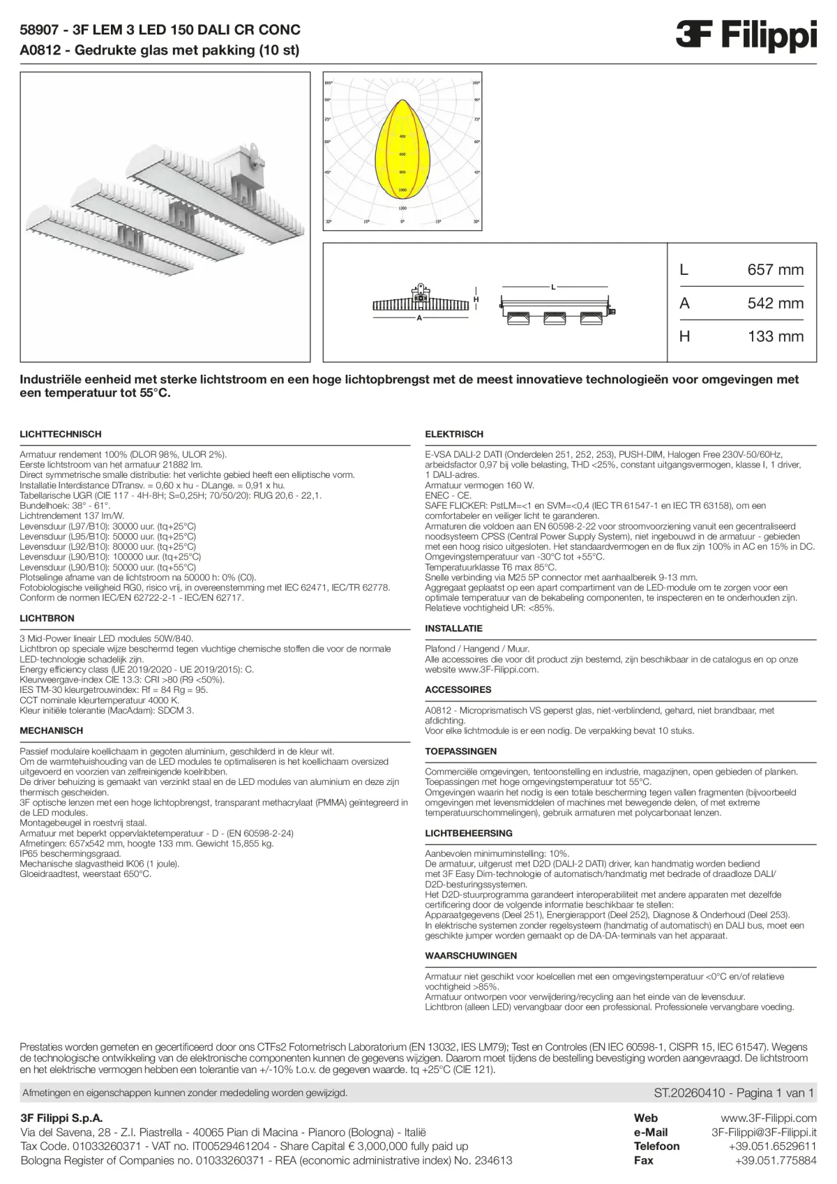 58907+A0812 - 3F LEM 3 LED 150 DALI CR CONC + VS - Datasheet - nl