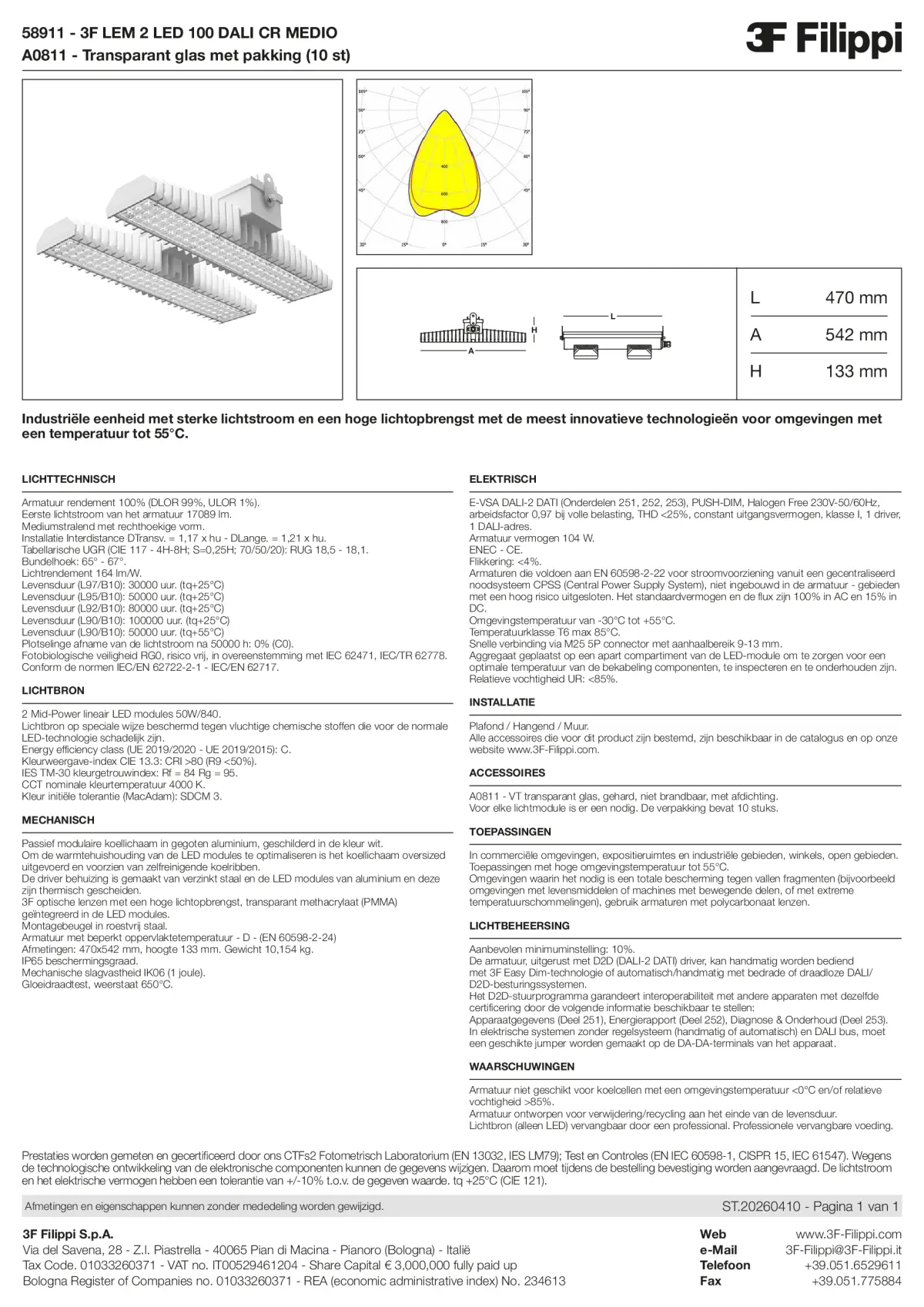 58911+A0811 - 3F LEM 2 LED 100 DALI CR MEDIO + VT - Datasheet - nl