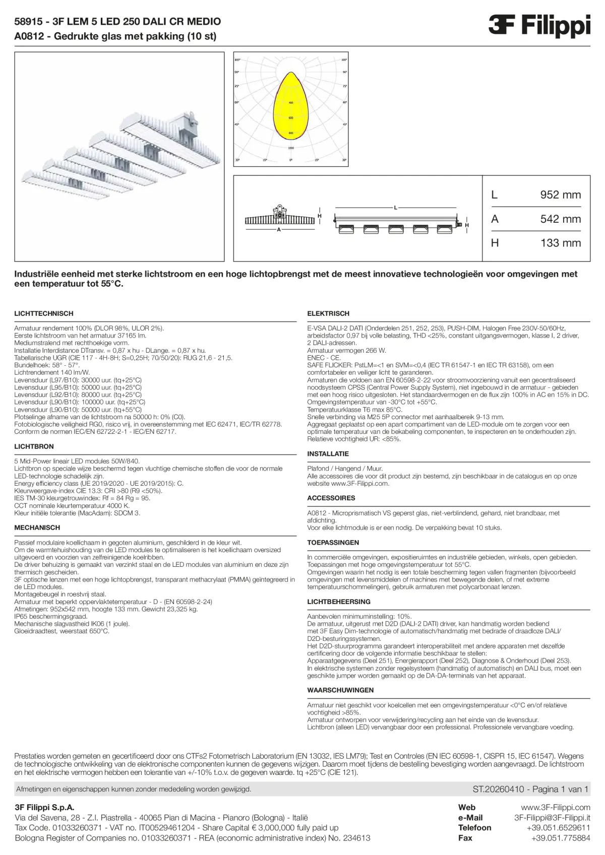 58915+A0812 - 3F LEM 5 LED 250 DALI CR MEDIO + VS - Datasheet - nl