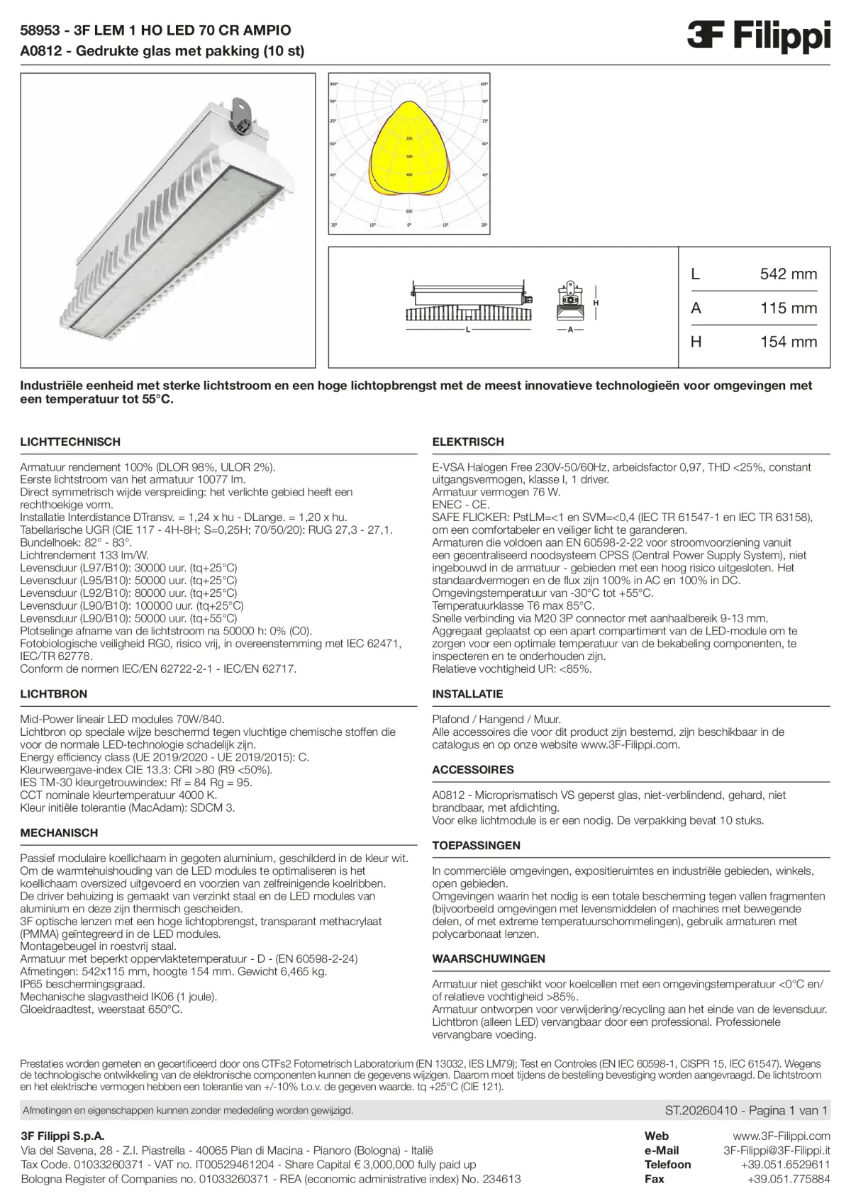 58953+A0812 - 3F LEM 1 HO LED 70 CR AMPIO + VS - Datasheet - nl