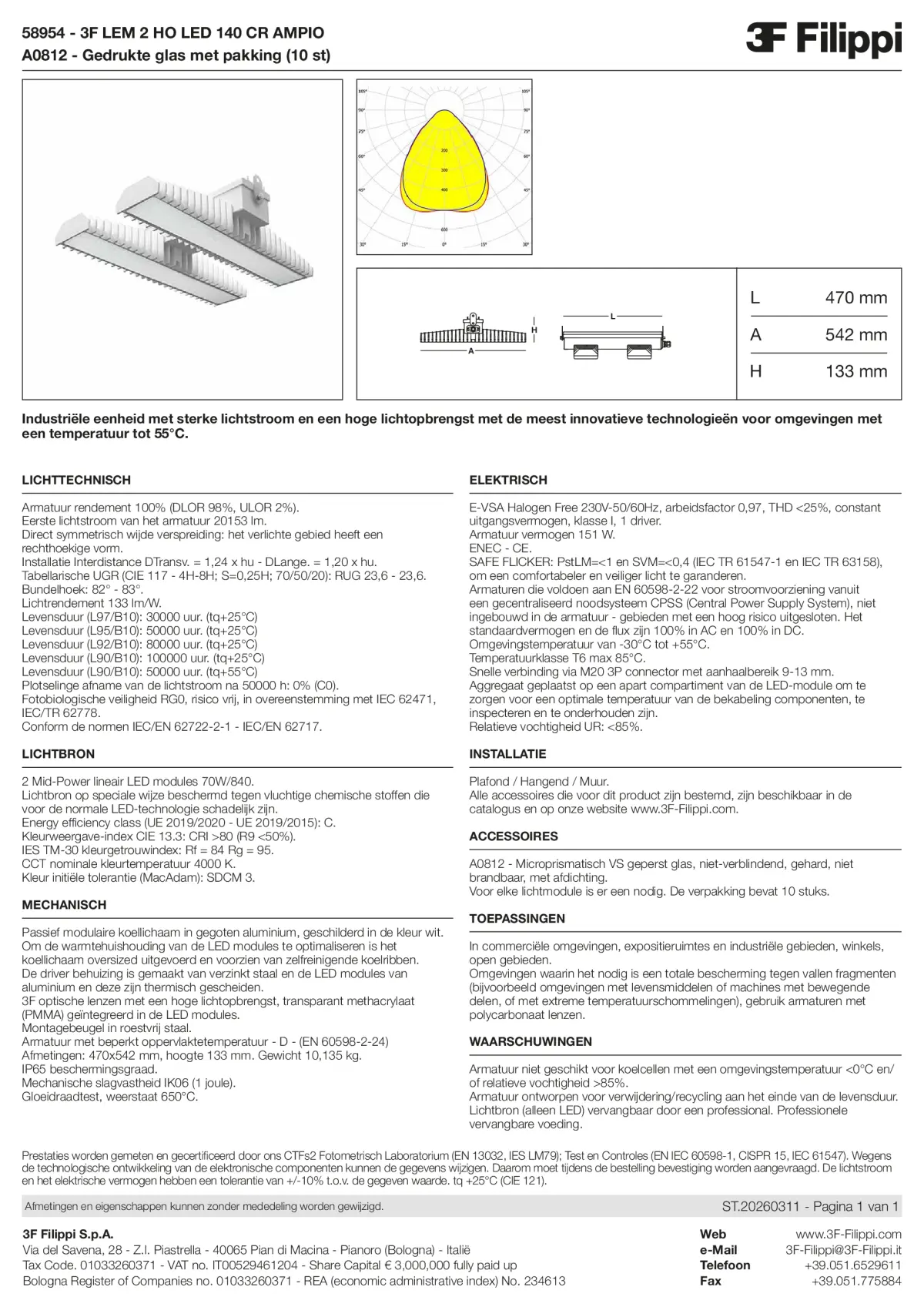 58954+A0812 - 3F LEM 2 HO LED 140 CR AMPIO + VS - Datasheet - nl