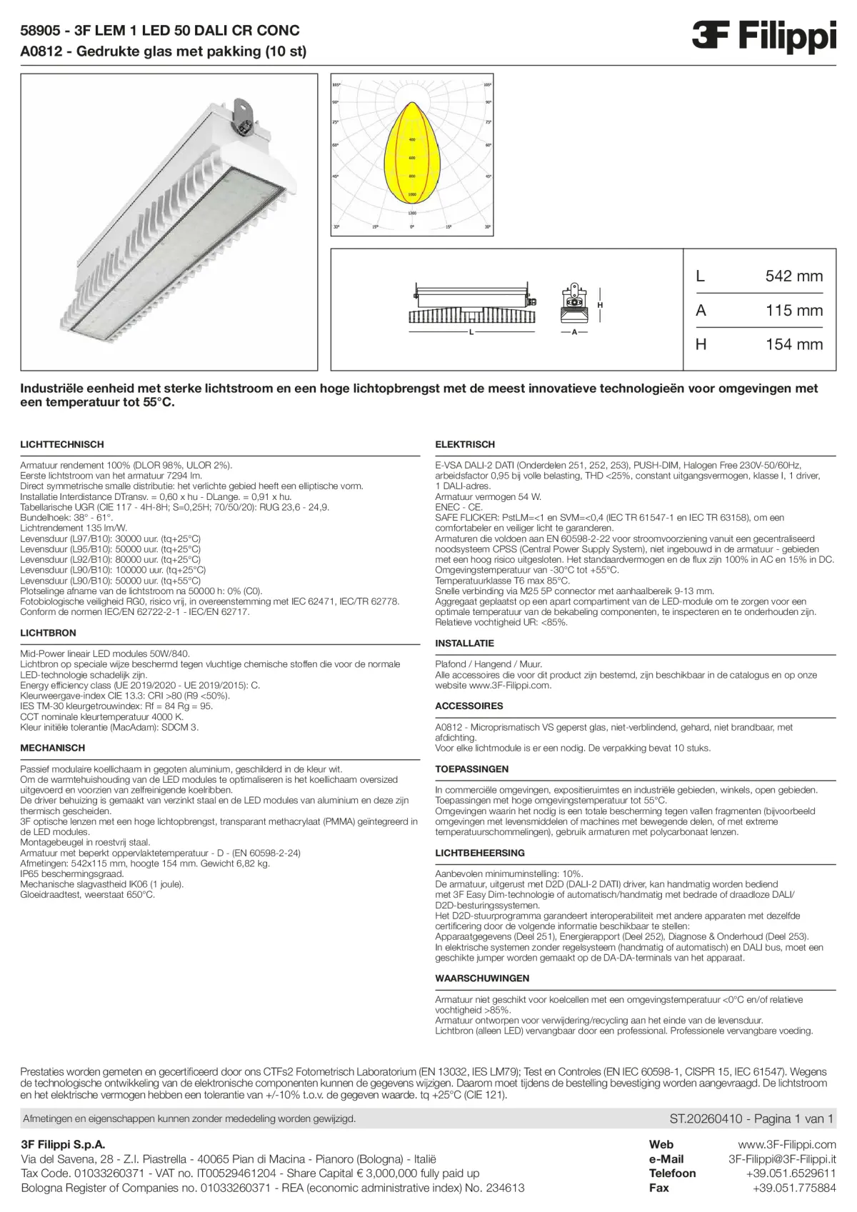 58905+A0812 - 3F LEM 1 LED 50 DALI CR CONC + VS - Datasheet - nl