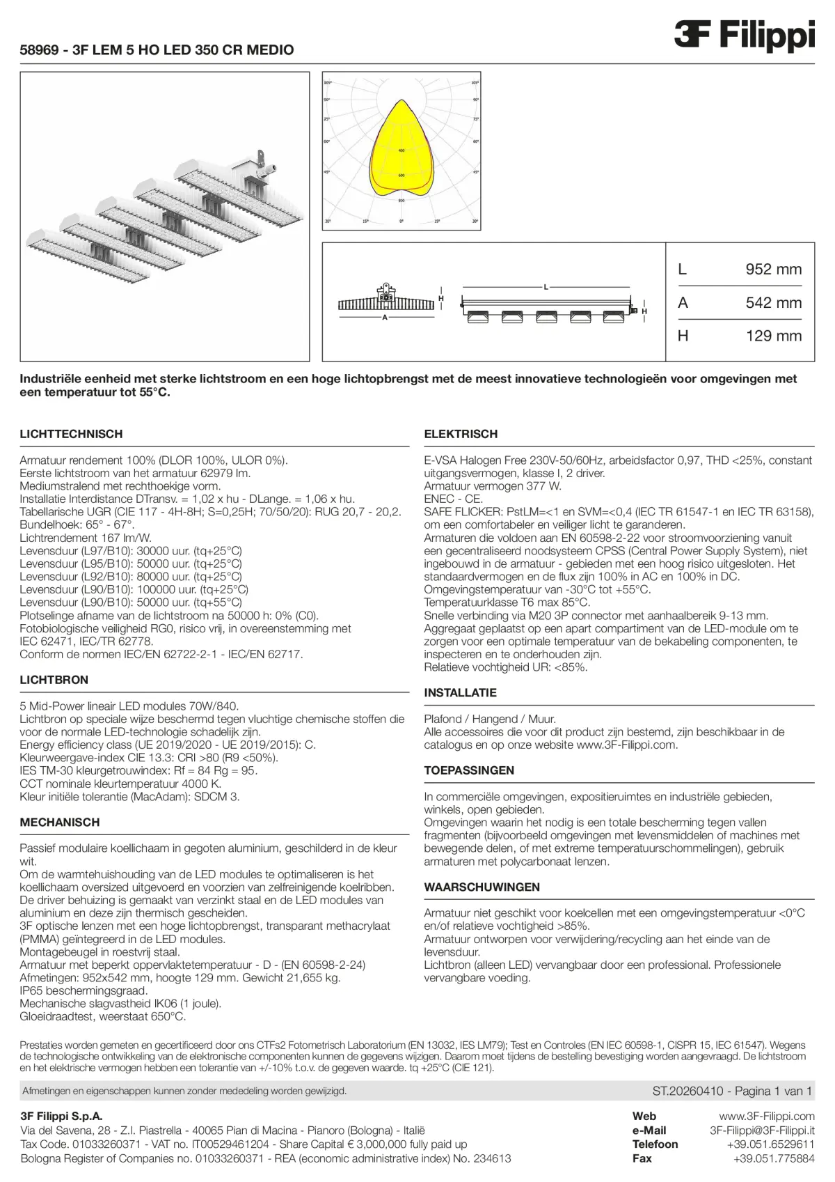 58969 - 3F LEM 5 HO LED 350 CR MEDIO - Datasheet - nl