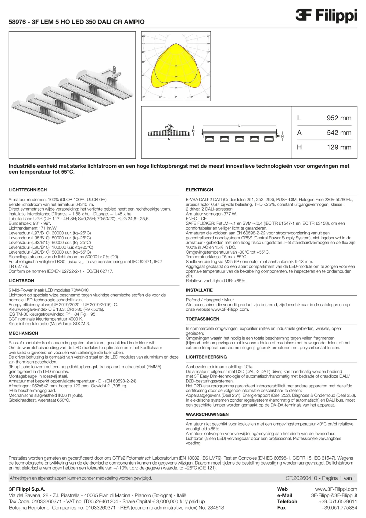 58976 - 3F LEM 5 HO LED 350 DALI CR AMPIO - Datasheet - nl