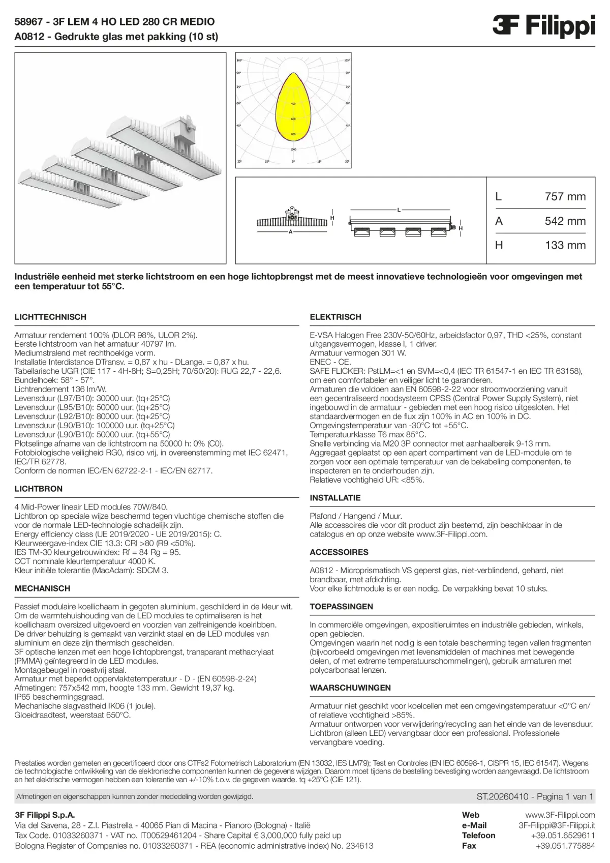 58967+A0812 - 3F LEM 4 HO LED 280 CR MEDIO + VS - Datasheet - nl