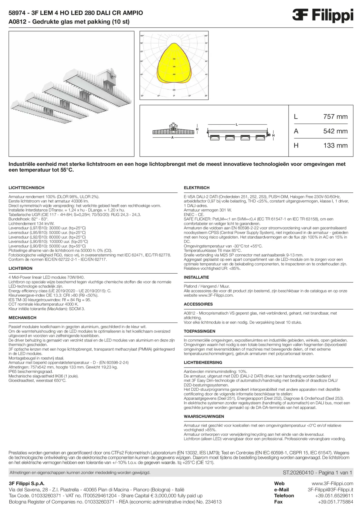 58974+A0812 - 3F LEM 4 HO LED 280 DALI CR AMPIO + VS - Datasheet - nl