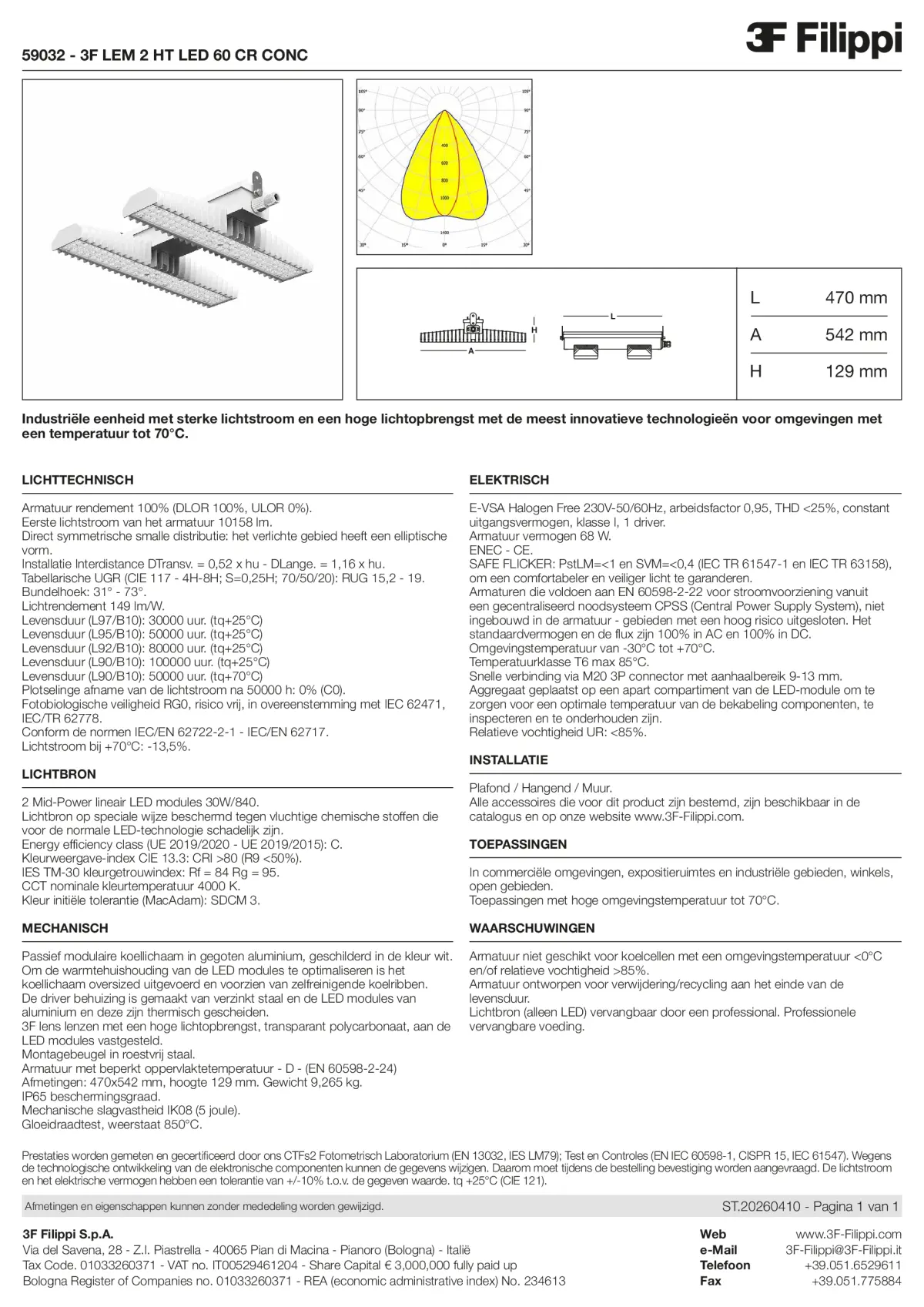 59032 - 3F LEM 2 HT LED 60 CR CONC - Datasheet - nl