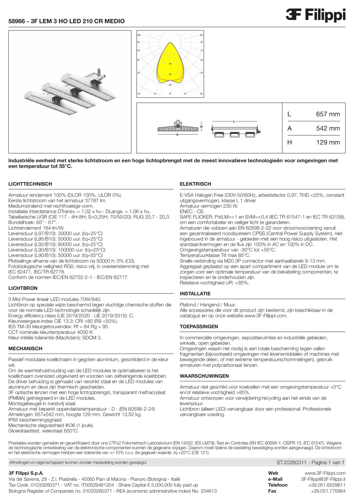 58966 - 3F LEM 3 HO LED 210 CR MEDIO - Datasheet - nl