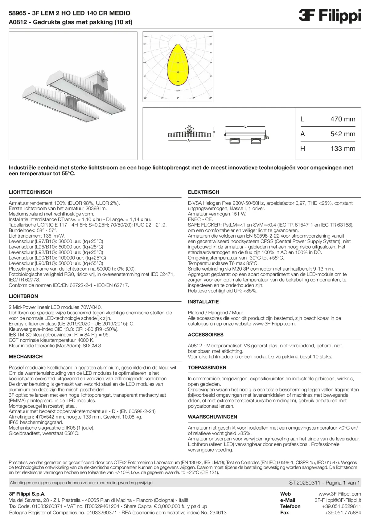 58965+A0812 - 3F LEM 2 HO LED 140 CR MEDIO + VS - Datasheet - nl