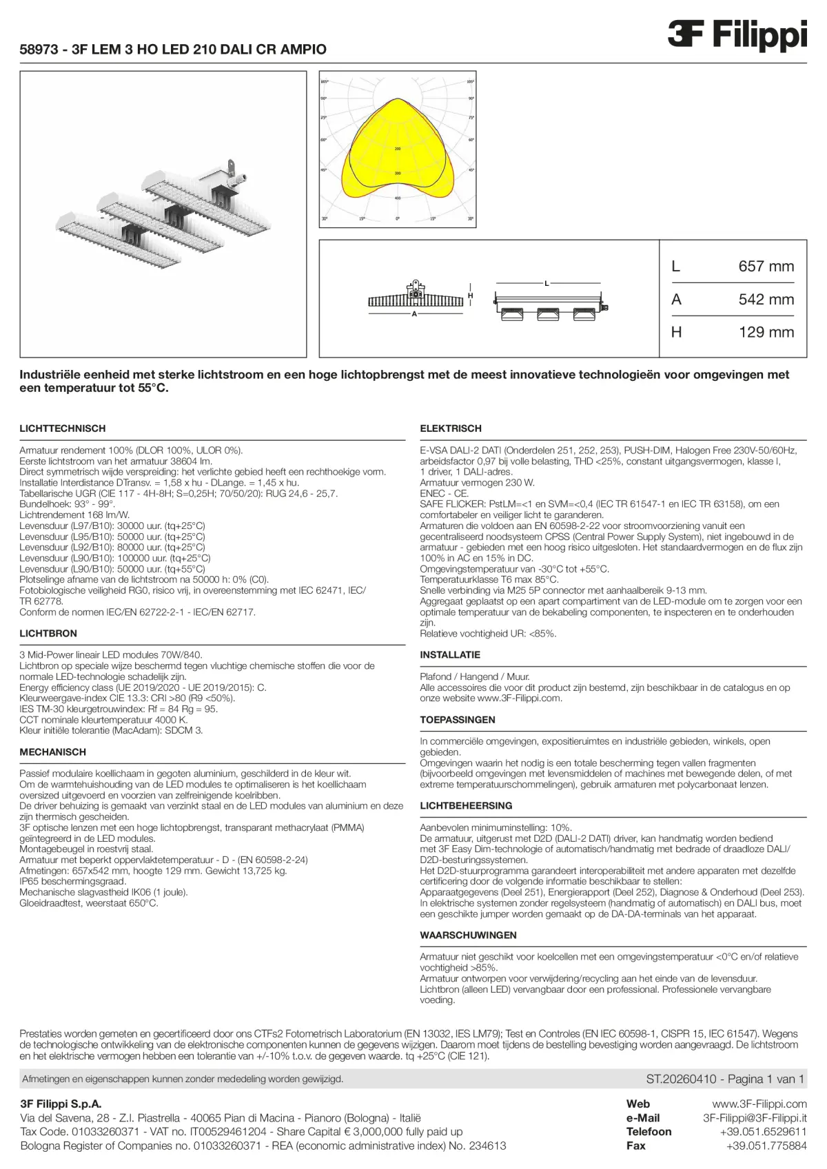 58973 - 3F LEM 3 HO LED 210 DALI CR AMPIO - Datasheet - nl