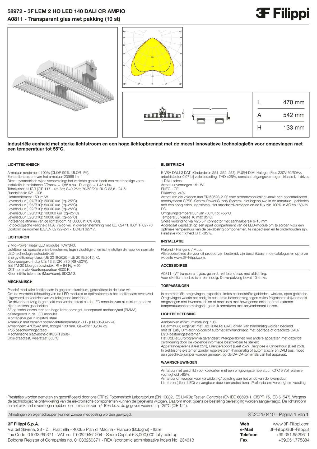 58972+A0811 - 3F LEM 2 HO LED 140 DALI CR AMPIO + VT - Datasheet - nl