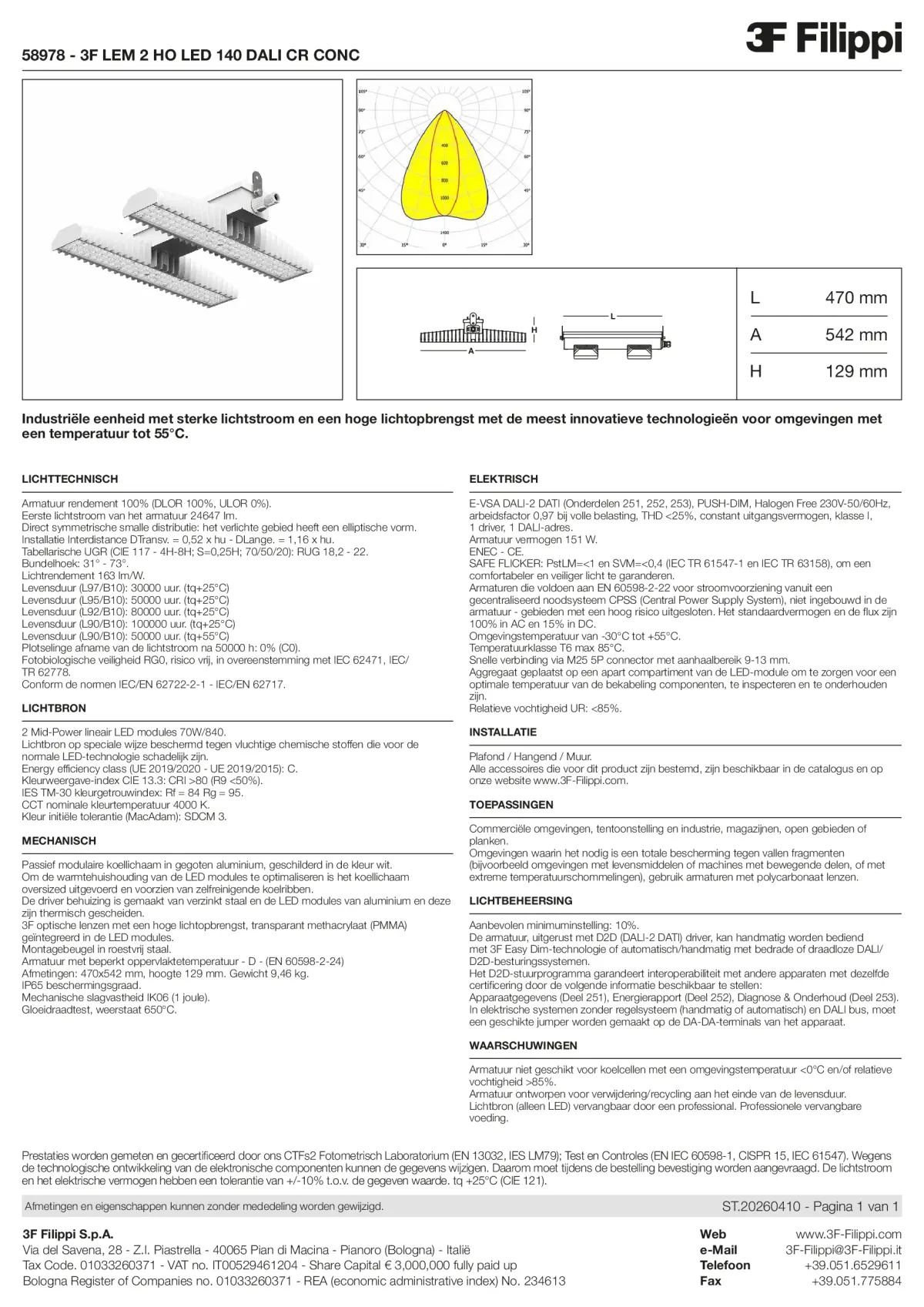 58978 - 3F LEM 2 HO LED 140 DALI CR CONC - Datasheet - nl