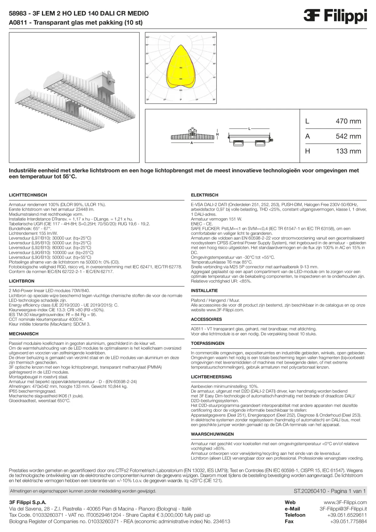 58983+A0811 - 3F LEM 2 HO LED 140 DALI CR MEDIO + VT - Datasheet - nl