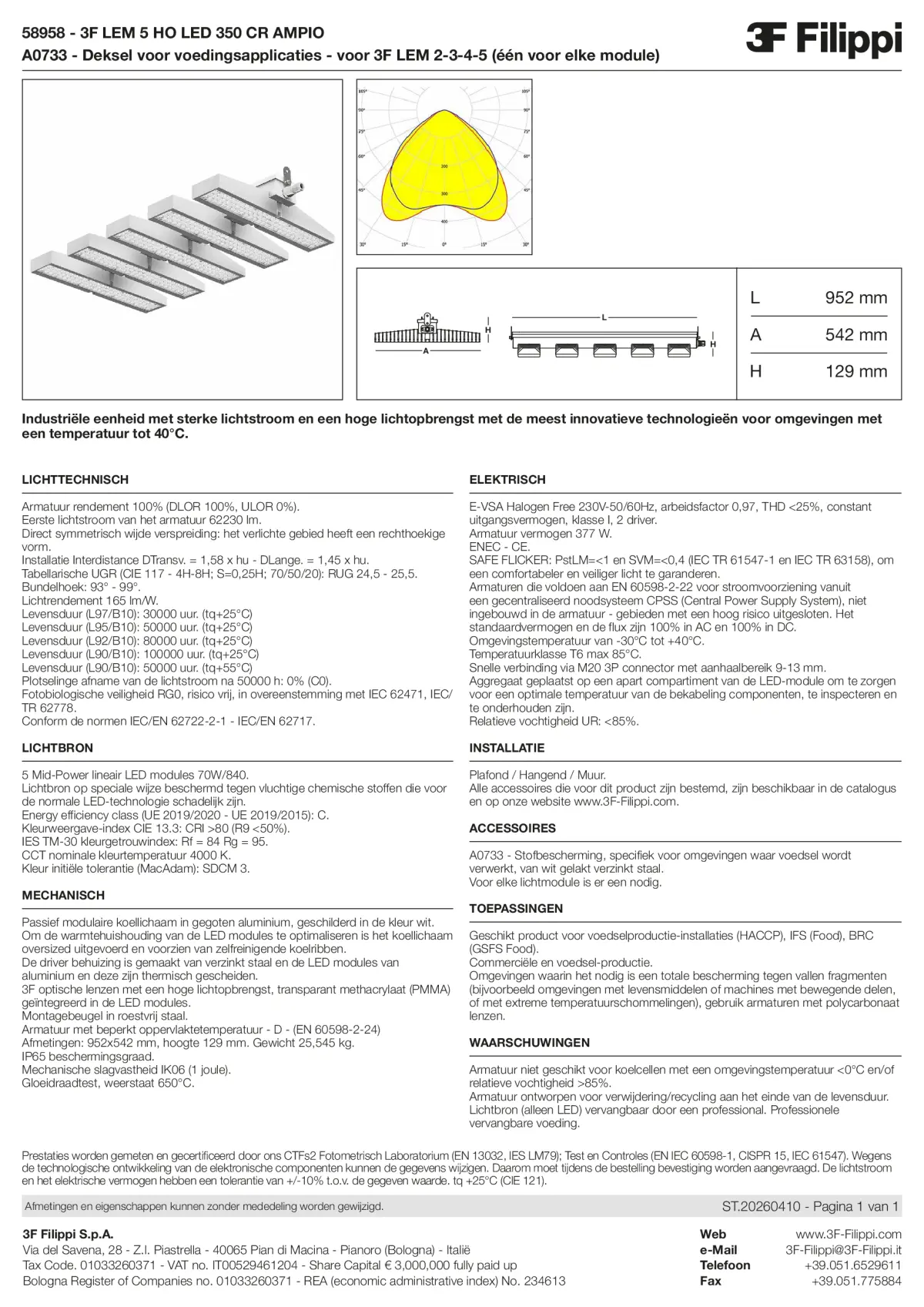 58958+A0733 - 3F LEM 5 HO LED 350 CR AMPIO + FOOD - Datasheet - nl