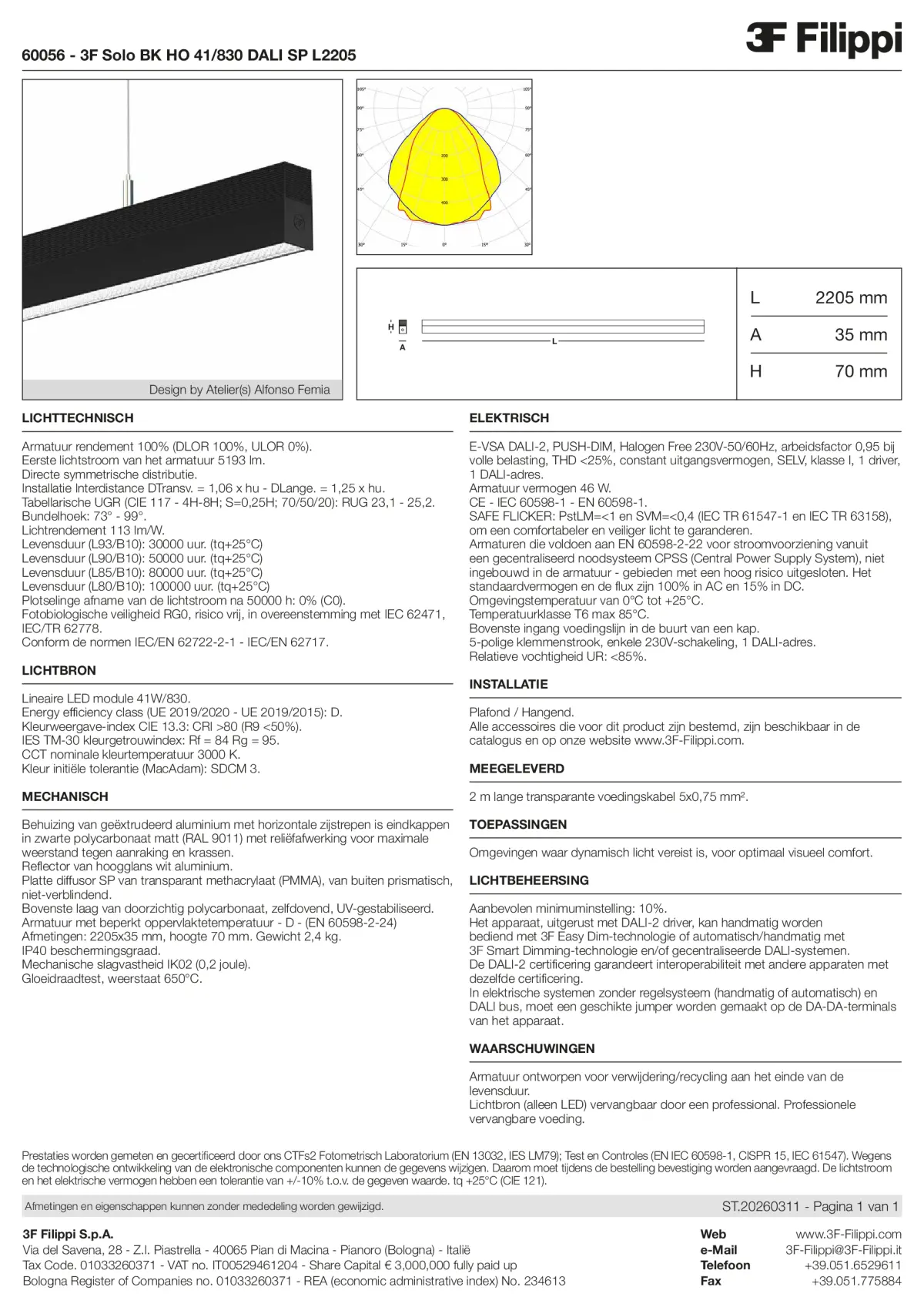 60056 - 3F Solo BK HO 41-830 DALI SP L2205 - Datasheet - nl
