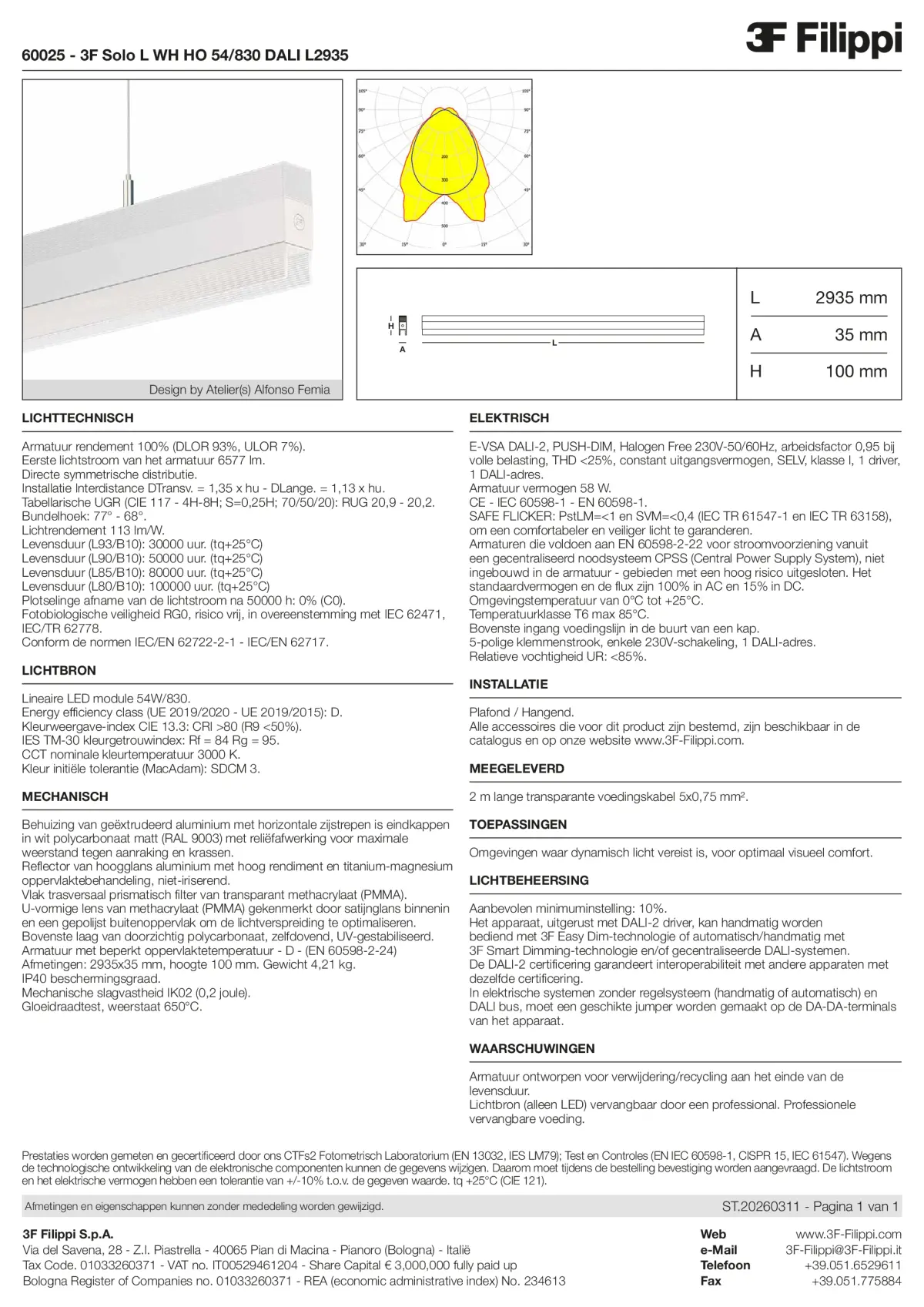 60025 - 3F Solo L WH HO 54-830 DALI L2935 - Datasheet - nl